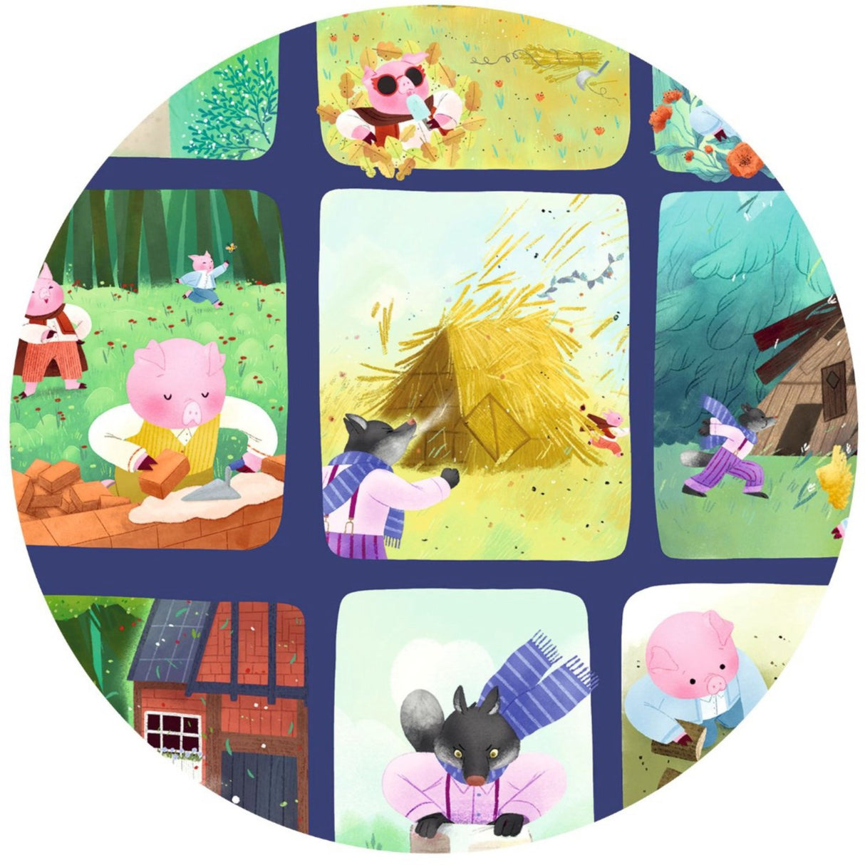 Djeco Story Puzzle, De 3 Små Grisarna - 35 Bitar