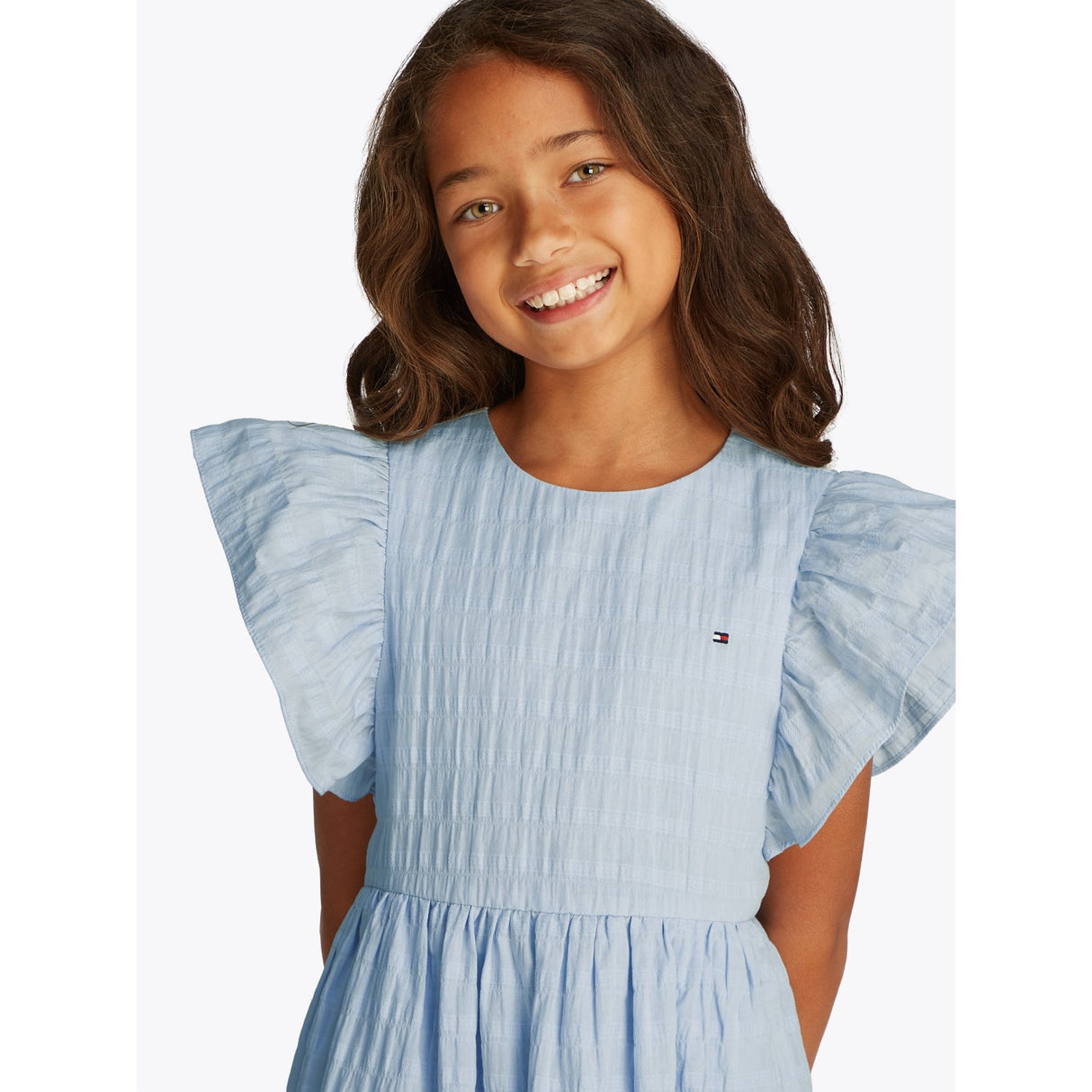 Tommy Hilfiger Breezy Blue Textured Bomull Klänning SS
