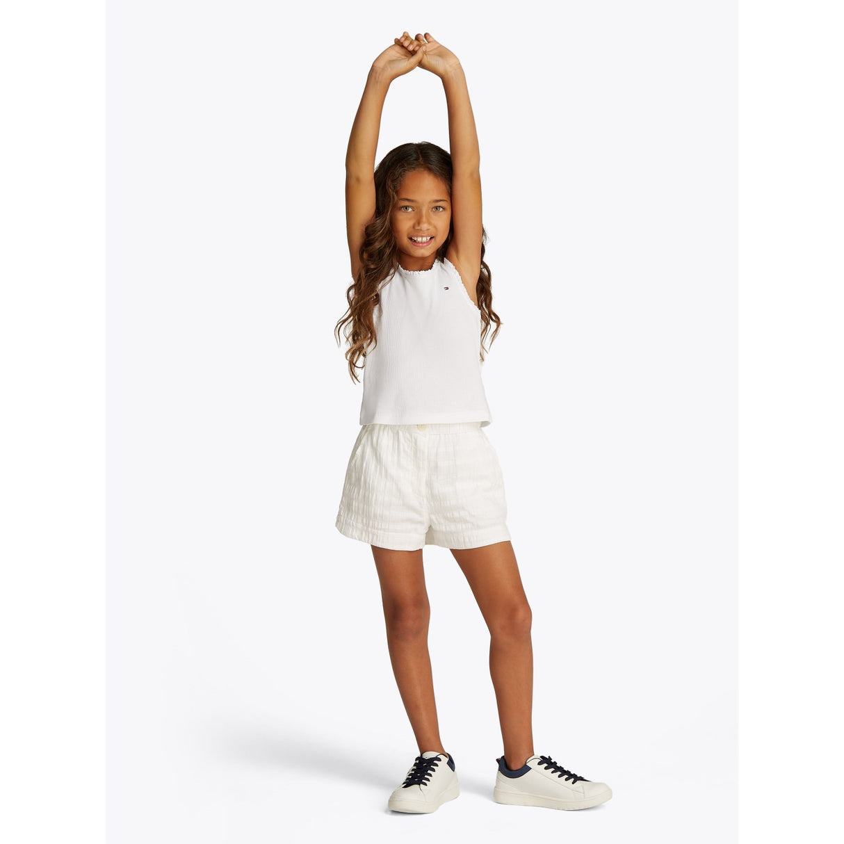 Tommy Hilfiger White Essential Rib Lace Tank Topp