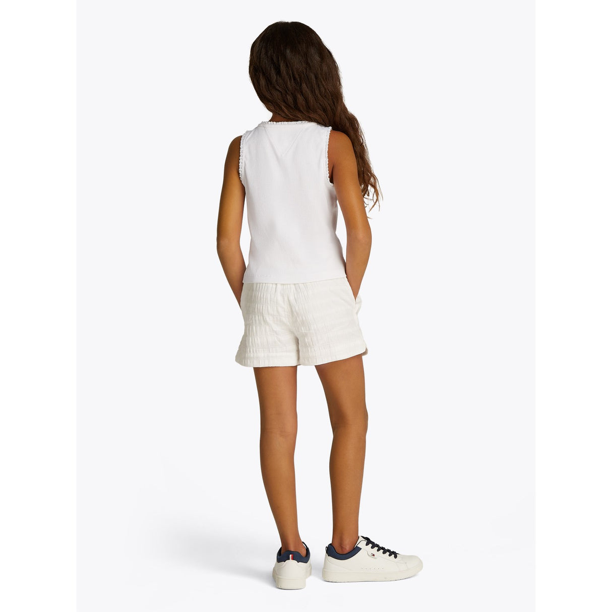Tommy Hilfiger White Essential Rib Lace Tank Topp