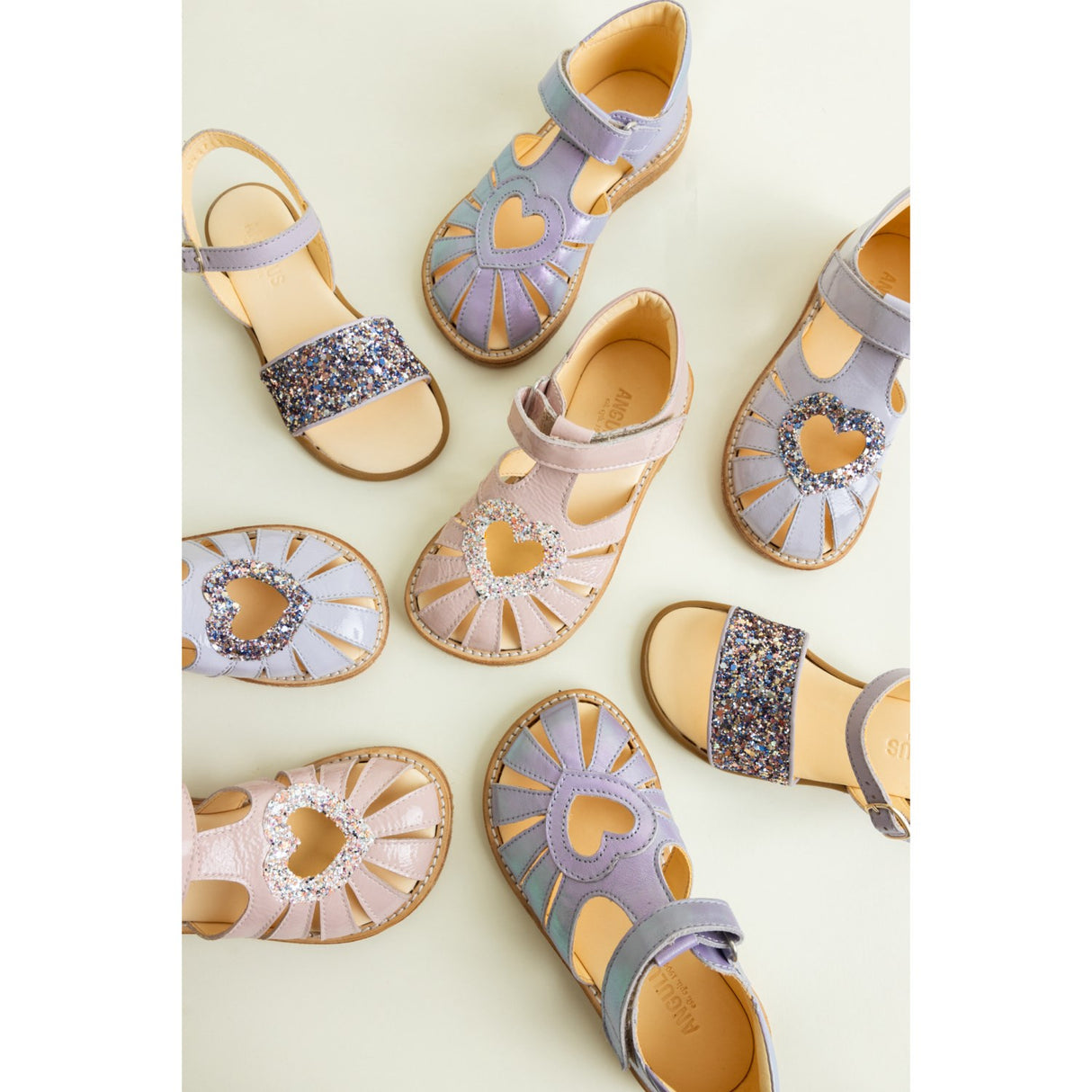 Angulus Iridescent Lilac Shine Hjertesandal Med Kardborrebandlukning