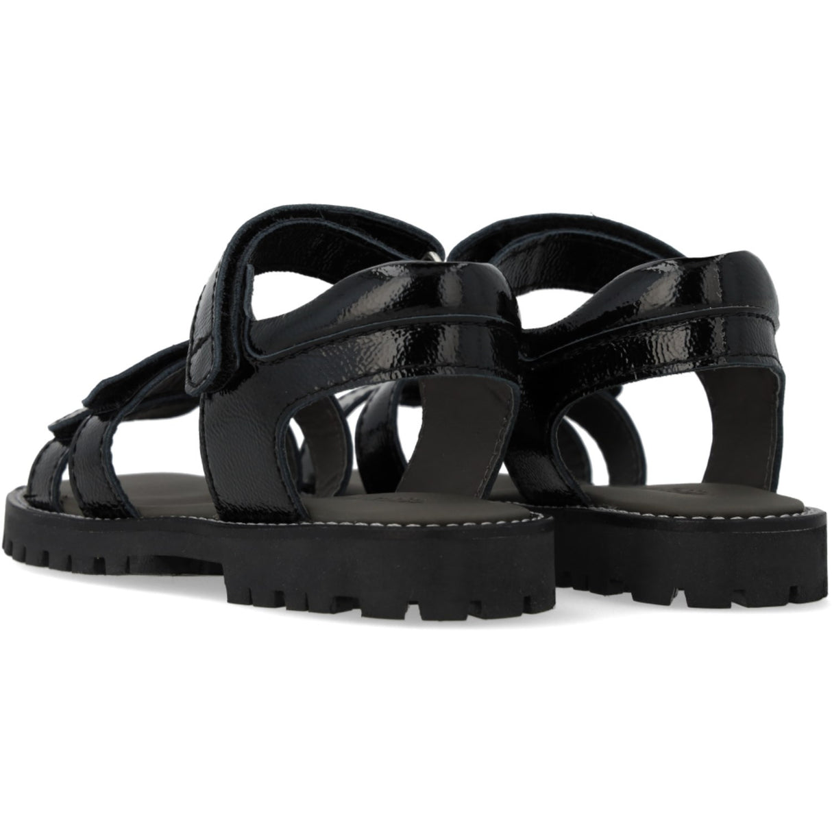 Angulus Black Justerbar Lädersandal Med Kardborreband
