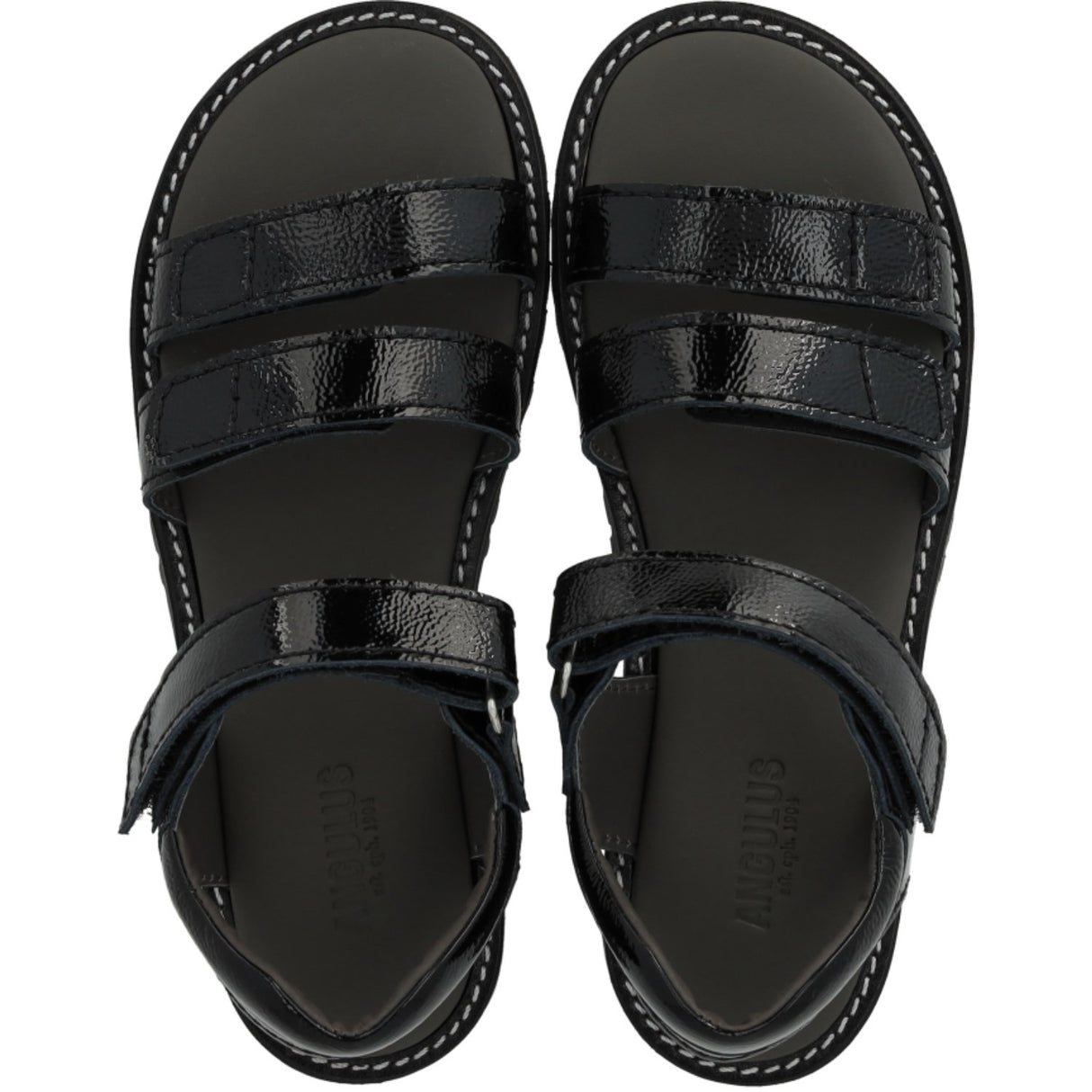 Angulus Black Justerbar Lädersandal Med Kardborreband