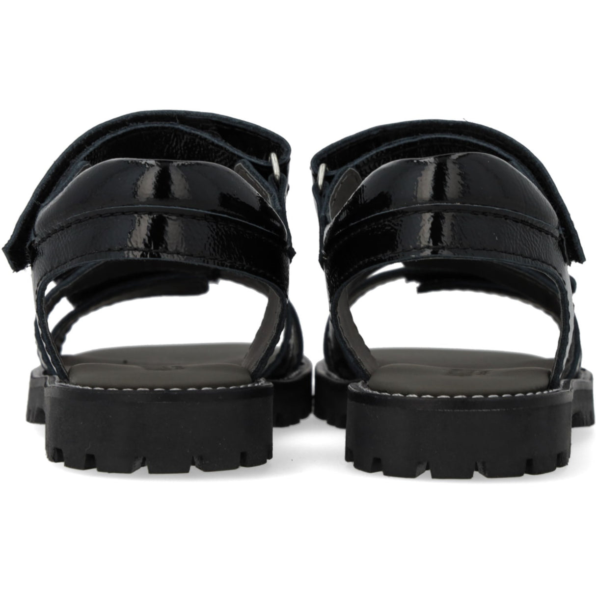 Angulus Black Justerbar Lädersandal Med Kardborreband