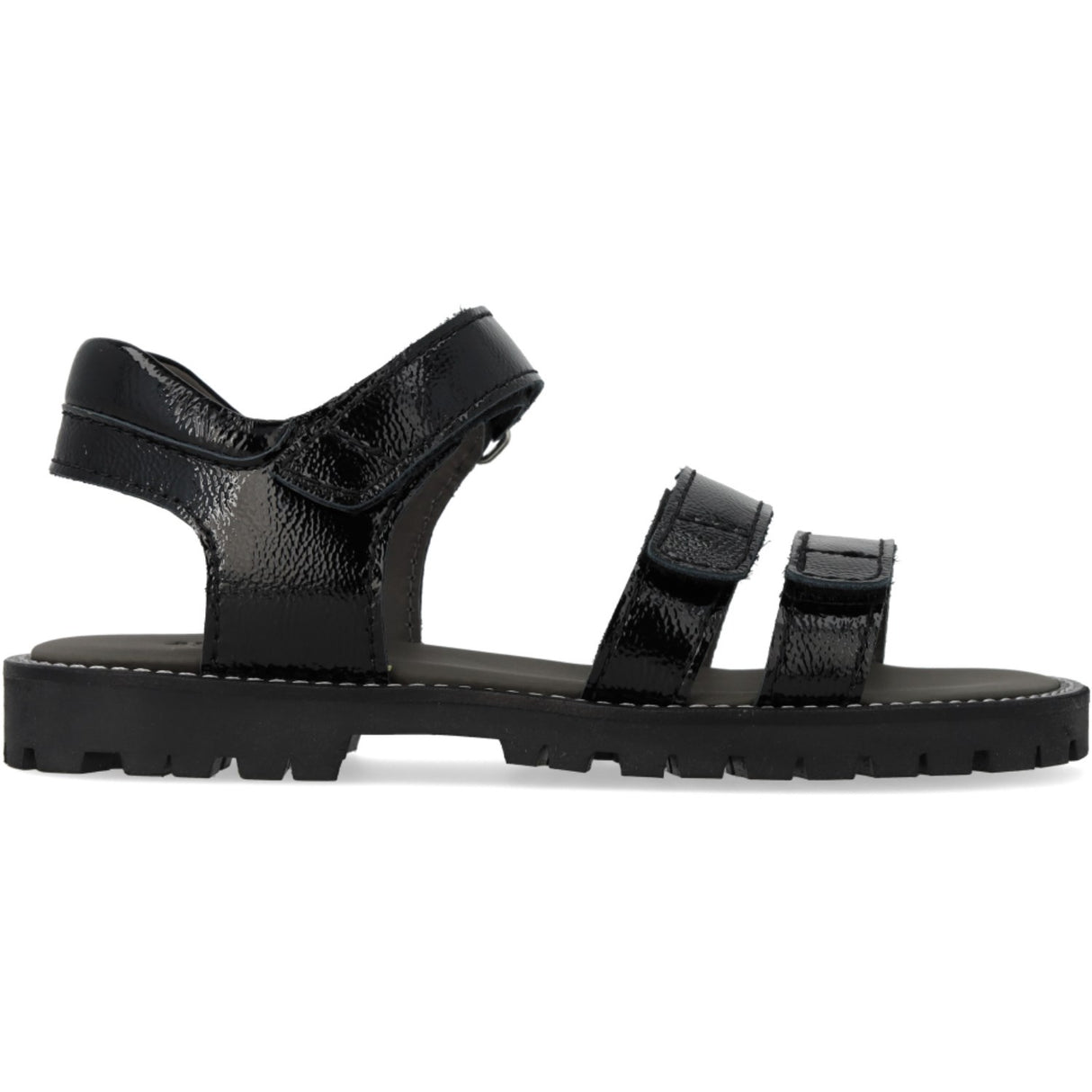 Angulus Black Justerbar Lädersandal Med Kardborreband
