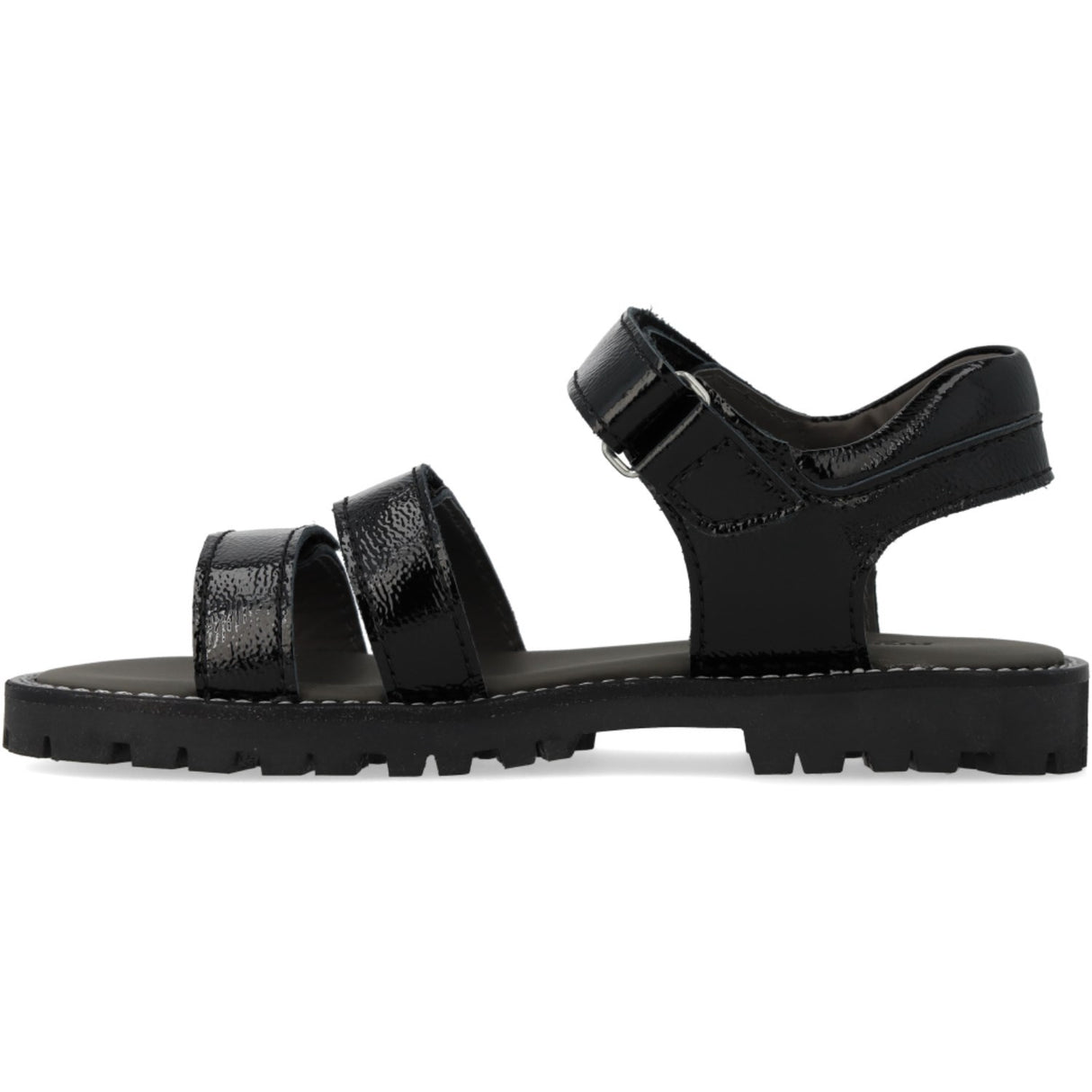 Angulus Black Justerbar Lädersandal Med Kardborreband