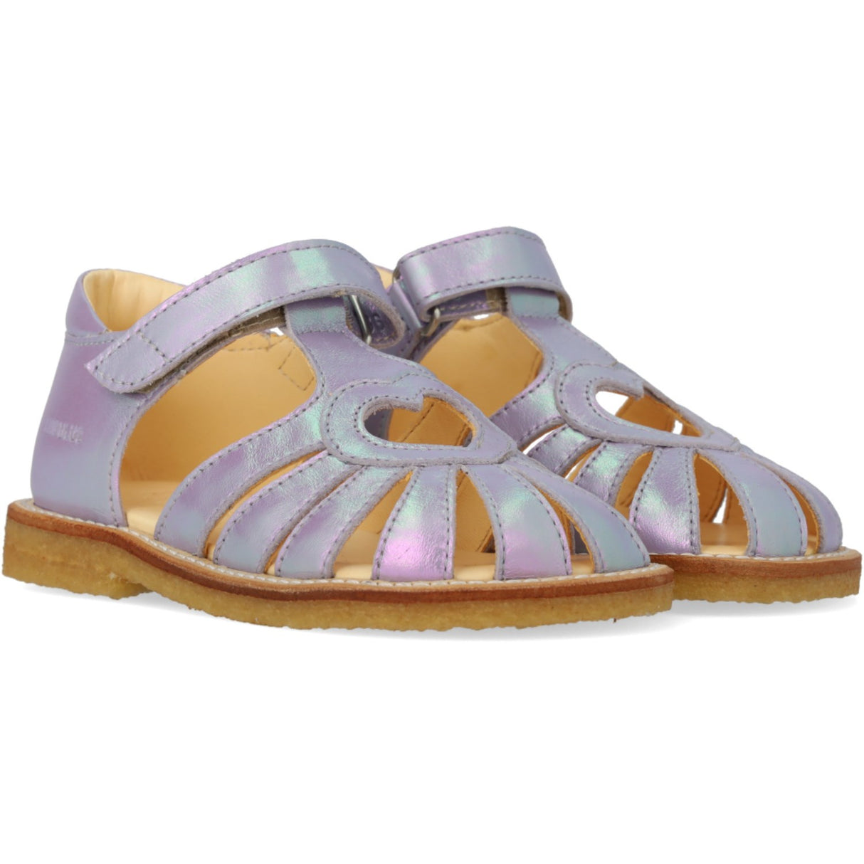 Angulus Iridescent Lilac Shine Hjertesandal Med Kardborrebandlukning
