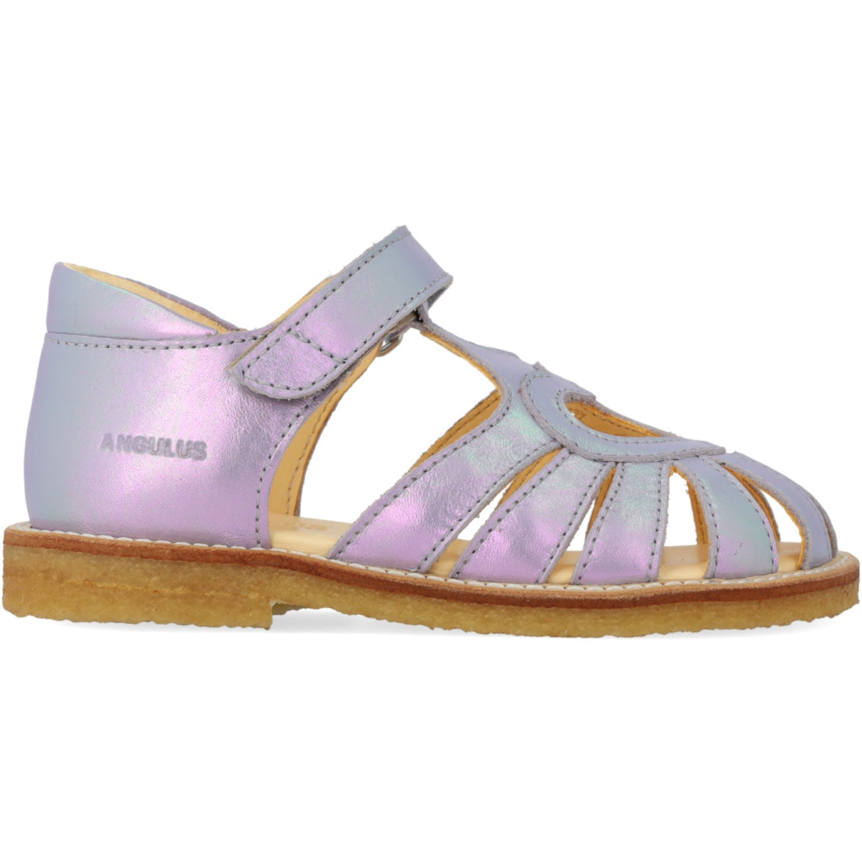 Angulus Iridescent Lilac Shine Hjertesandal Med Kardborrebandlukning