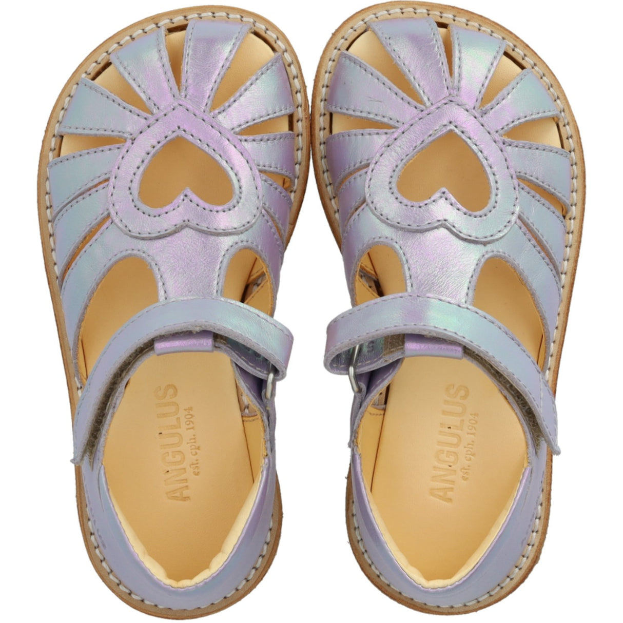 Angulus Iridescent Lilac Shine Hjertesandal Med Kardborrebandlukning