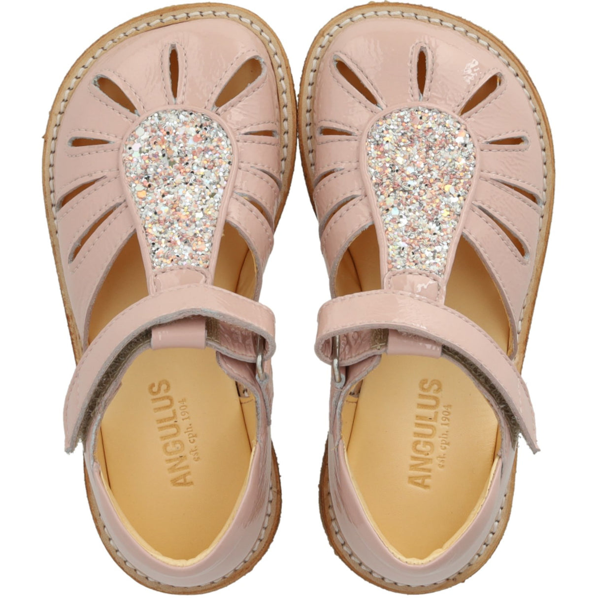 Angulus Rosebud/Rosebud Glitter Sandal med Droppdetalj i Sparkling Glitter