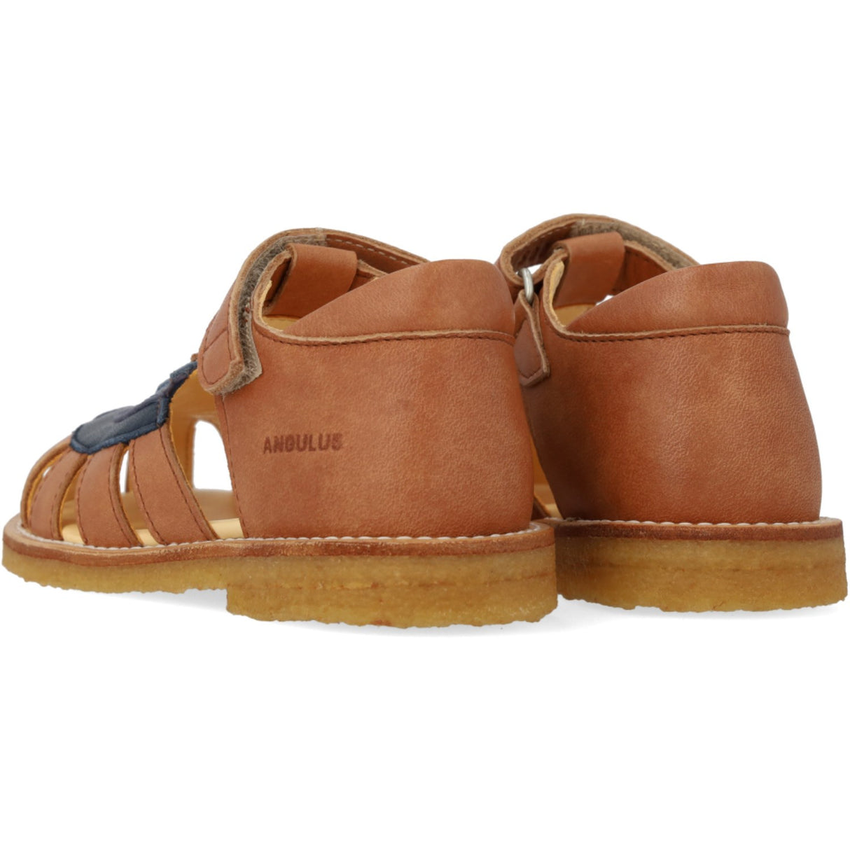 Angulus Tan/Navy/Indigo/Blue Foch Colourblock Regnbuesandal Med Kardborreband