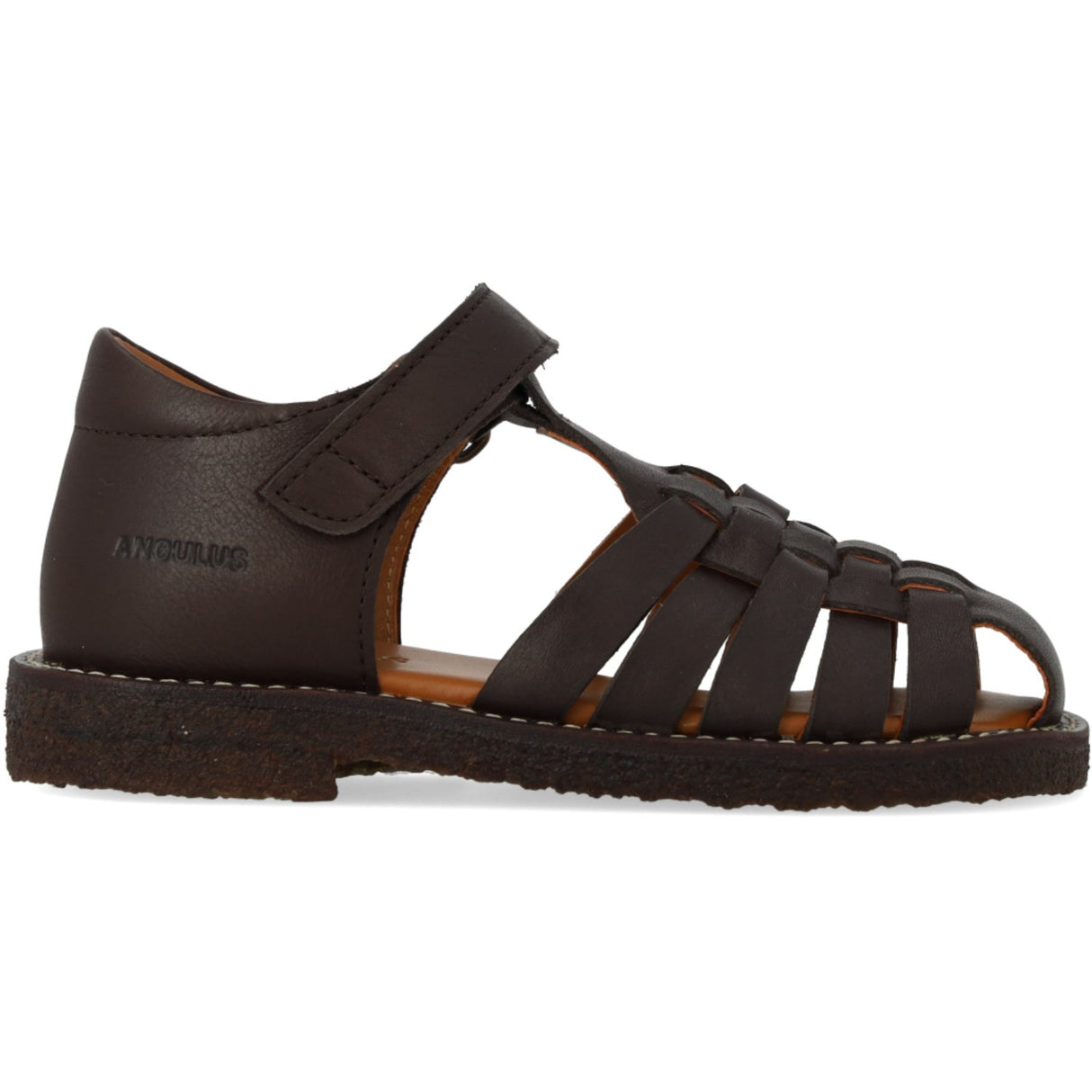 Angulus Dark Brown Flätad Lädersandal