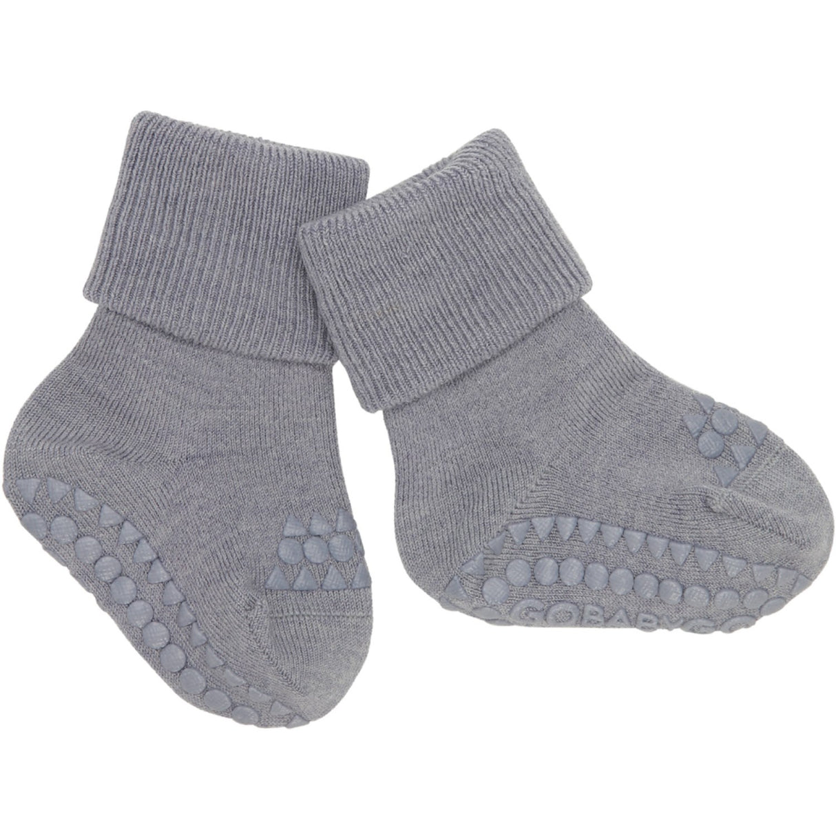 Gobabygo Grey Melange Non-Slip Strumpor I Merino Ull