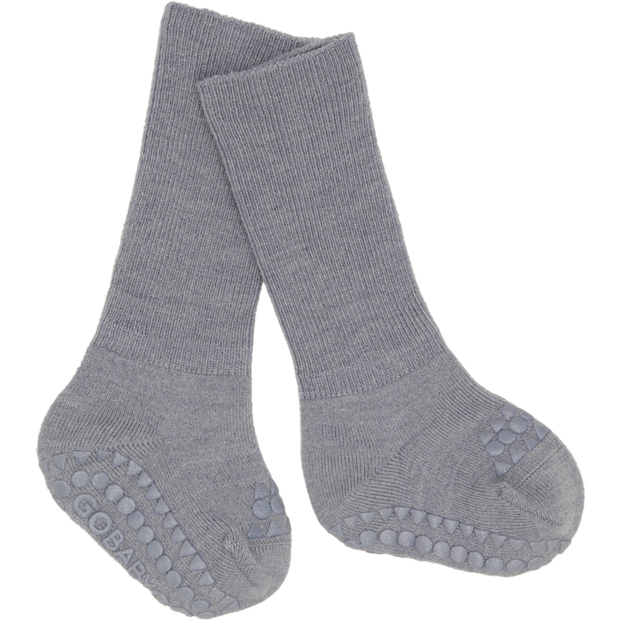 Gobabygo Grey Melange Non-Slip Strumpor I Merino Ull