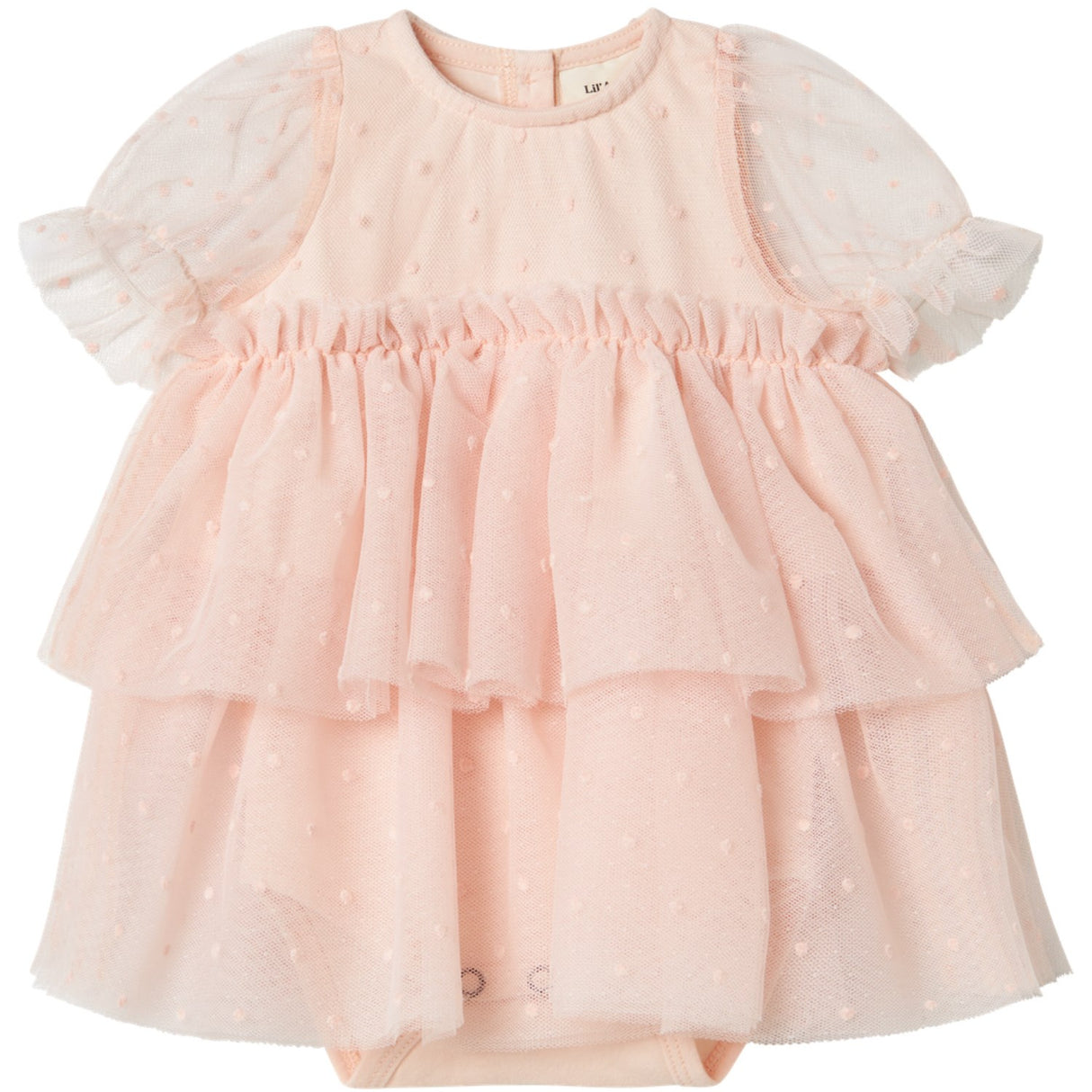 Lil'Atelier Peach Blush Frilla Loose Tyll Body Klänning