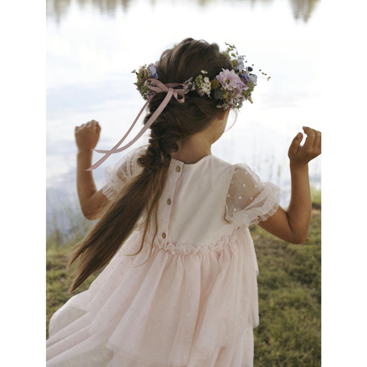 Lil'Atelier Peach Blush Frilla Loose Tyll Klänning