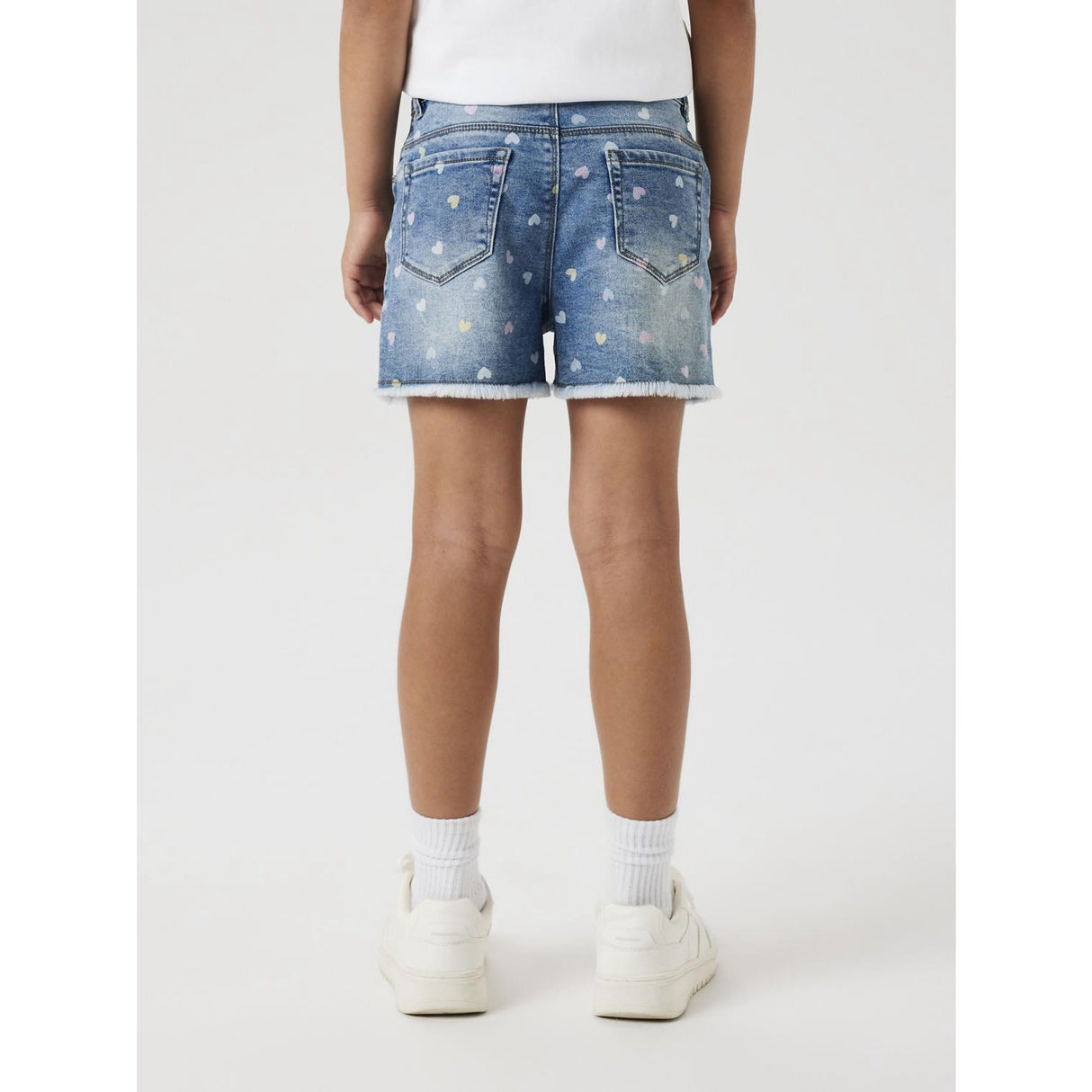 Name It Medium Blue Denim Rose High Waist Mom Denim Shorts Noos