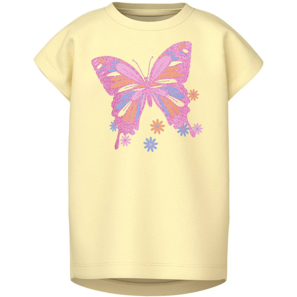 Name It Pastel Yellow Butterfly Violet T-Shirt
