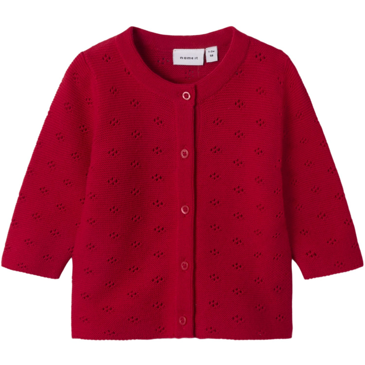 Name It Lipstick Red Fie Stickad Cardigan