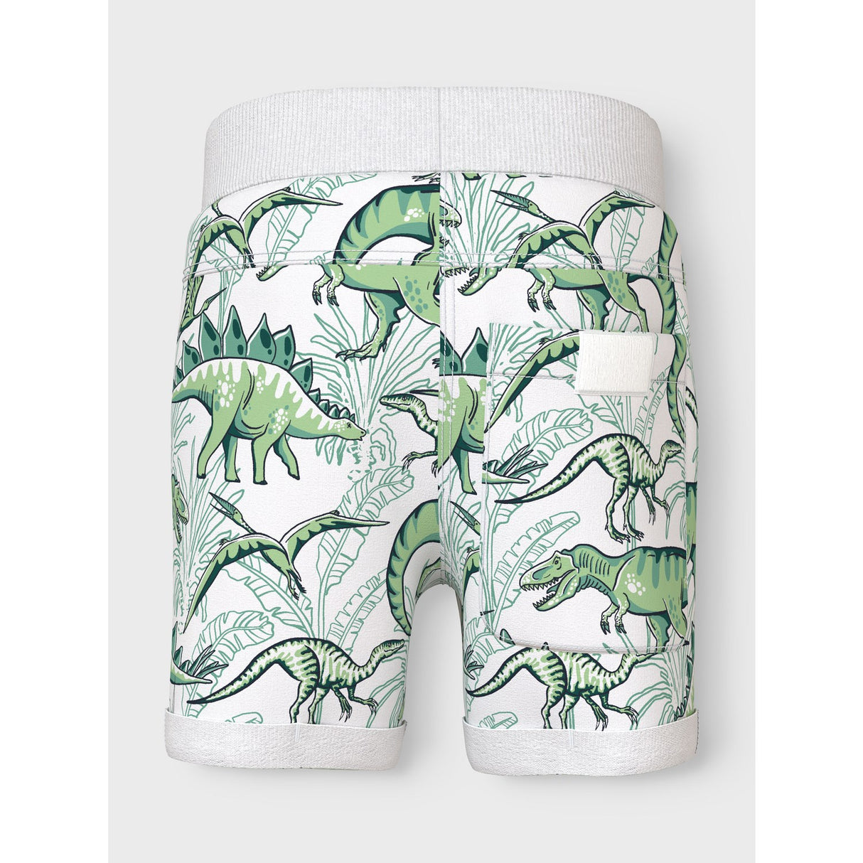 Name It Bright White Palm Dino Vermo AOP Long Sweat Shorts Noos