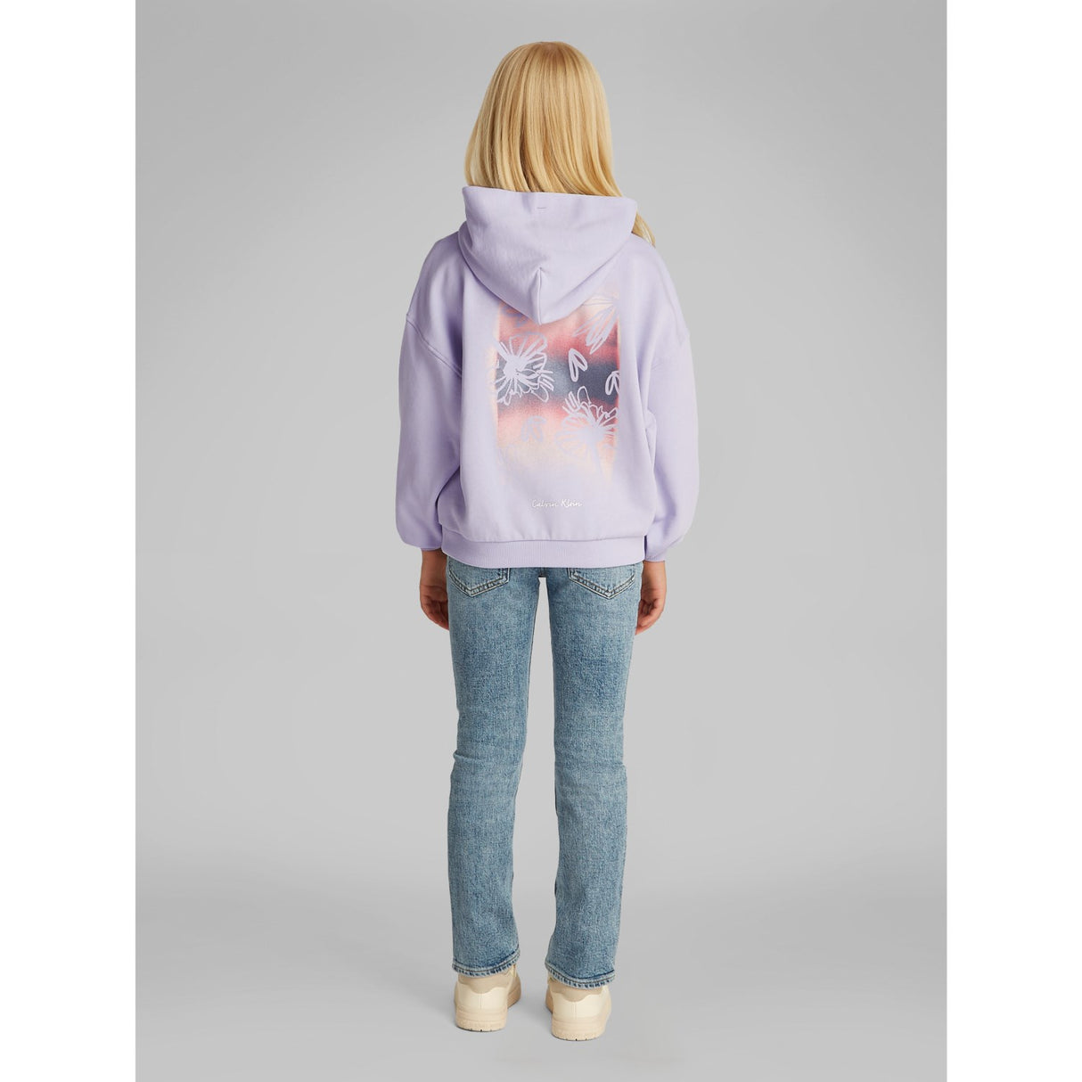 Calvin Klein Purple Heather Flower Back Graphic Hoodies