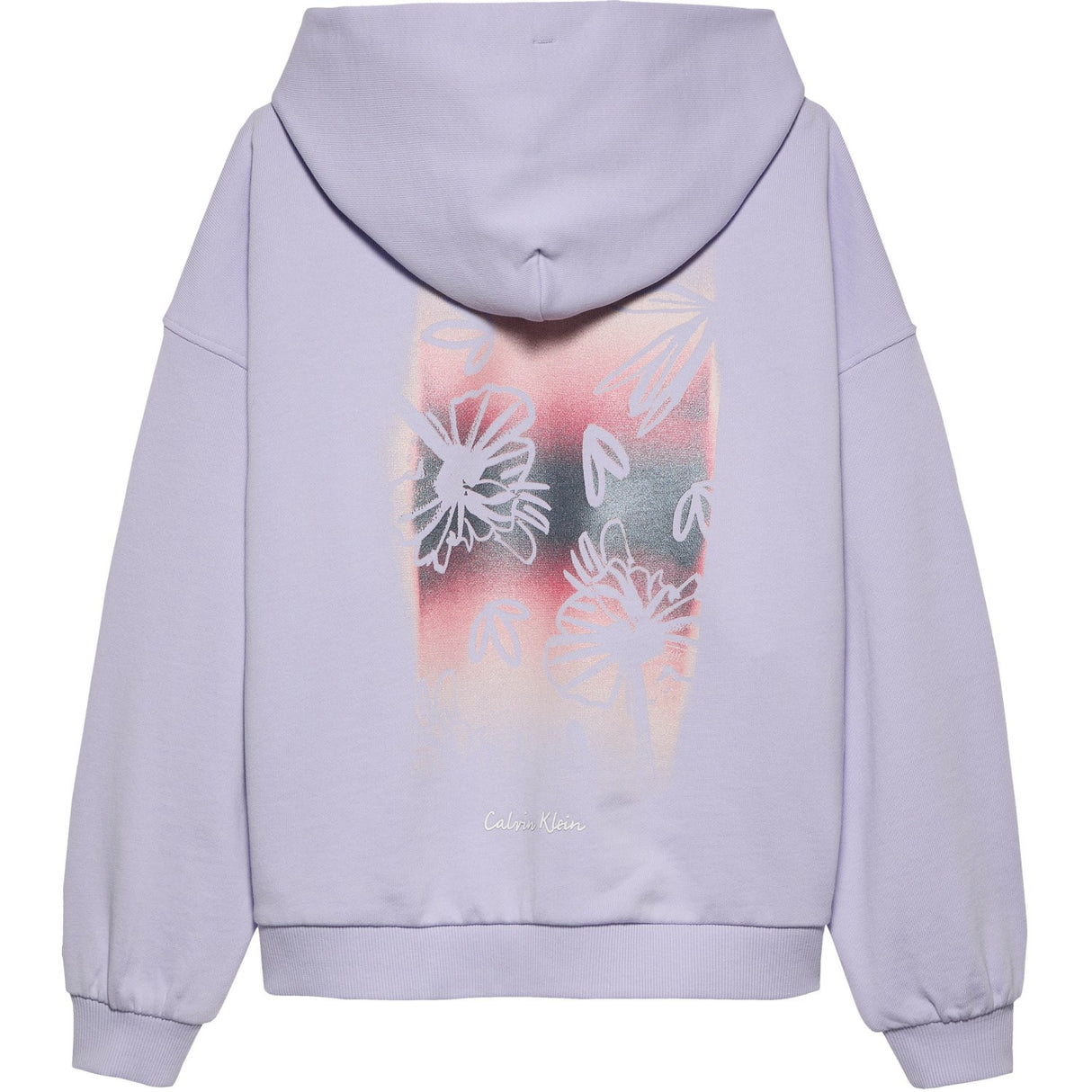 Calvin Klein Purple Heather Flower Back Graphic Hoodies
