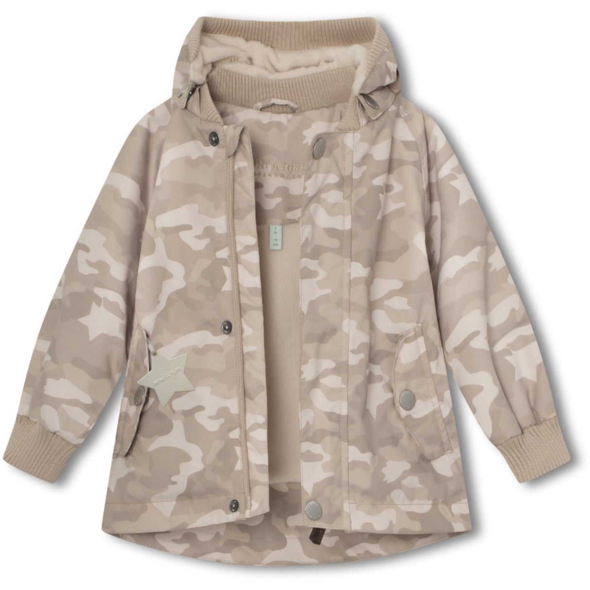 Mini A ture Sand Camo Wally Fleece Lined Printed Spring Jacka.GRS