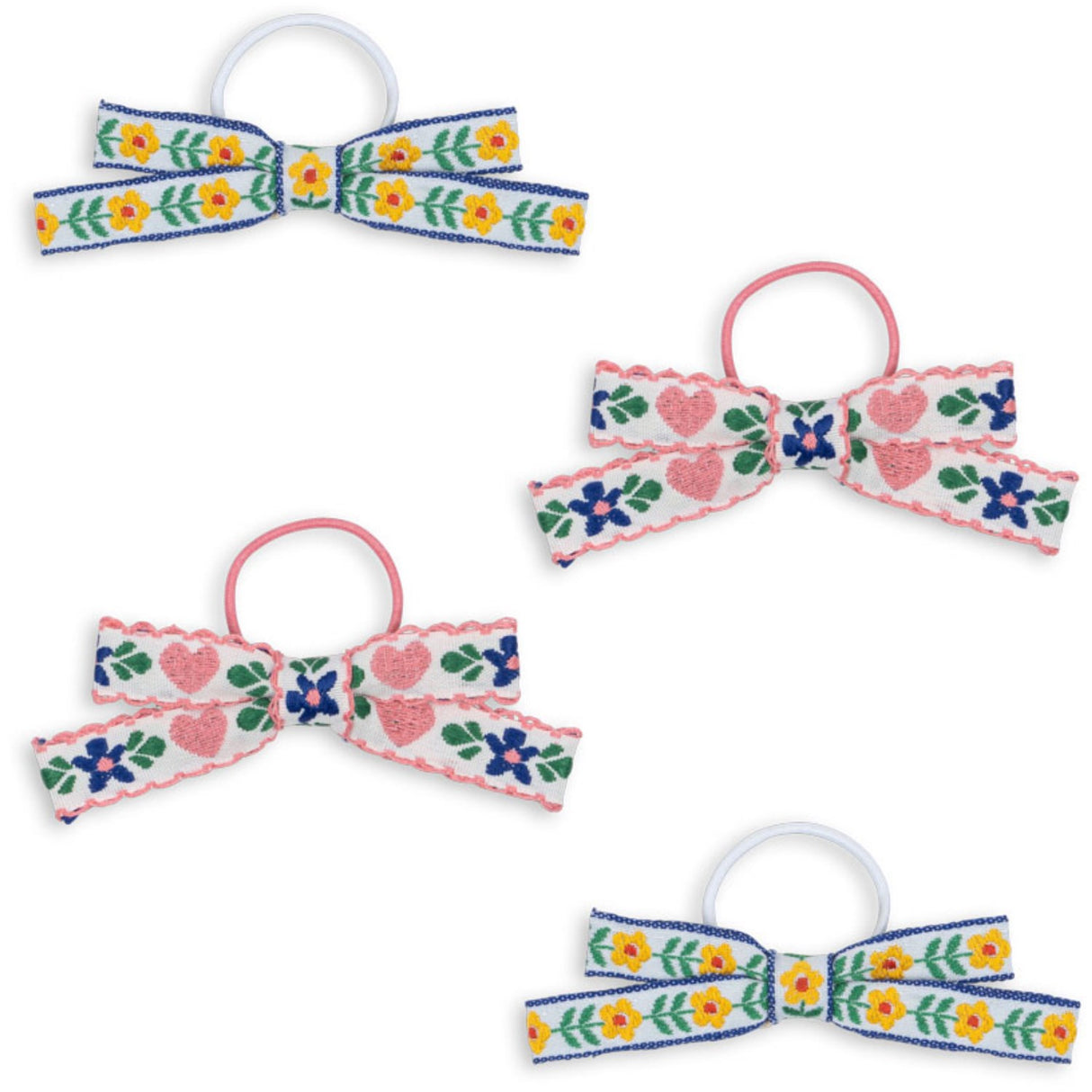 Konges Sløjd White/Rose 4 Pack Mini Rosett Elastic