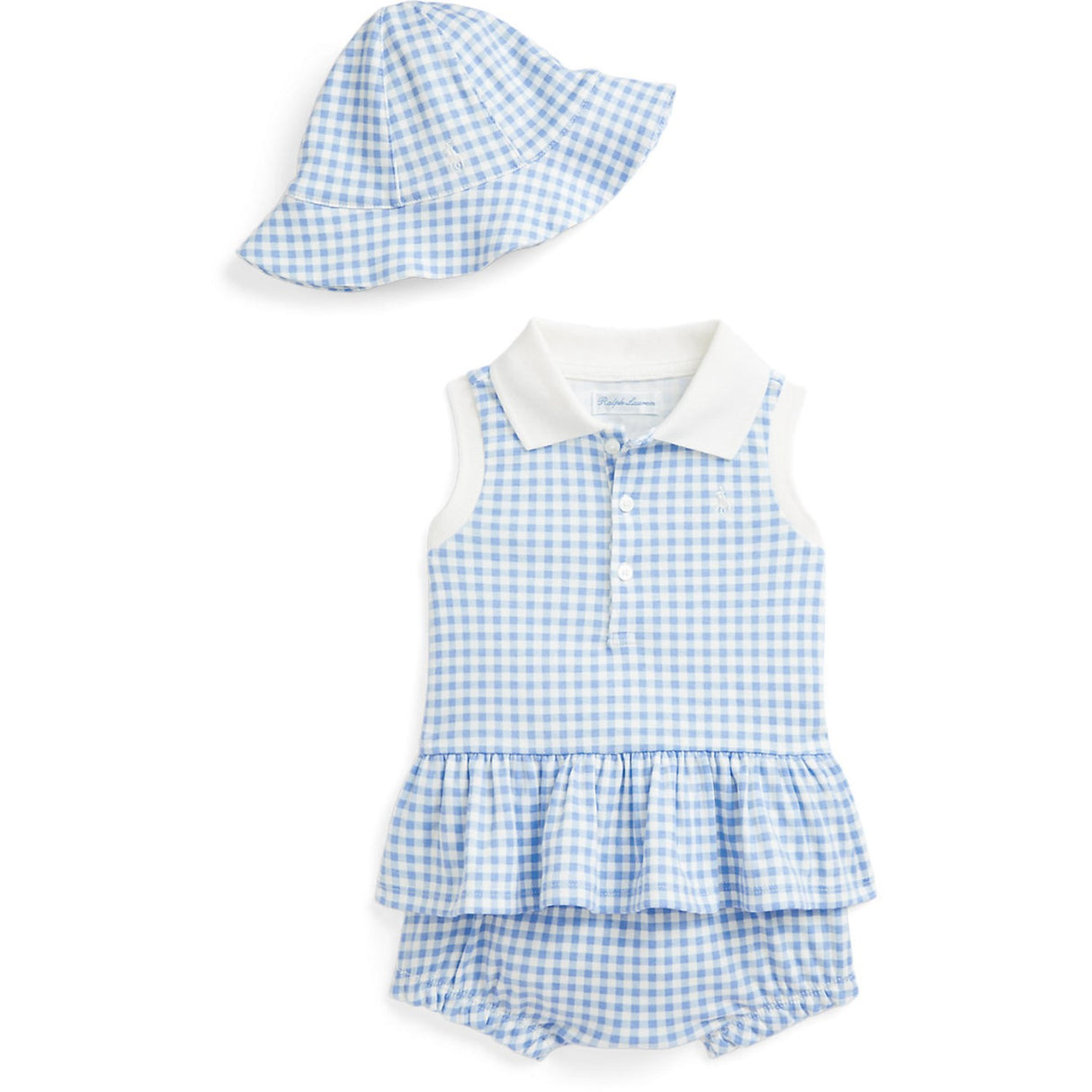 Ralph Lauren Baby Blue Baby Gingham W/ Nevis Shorts Set