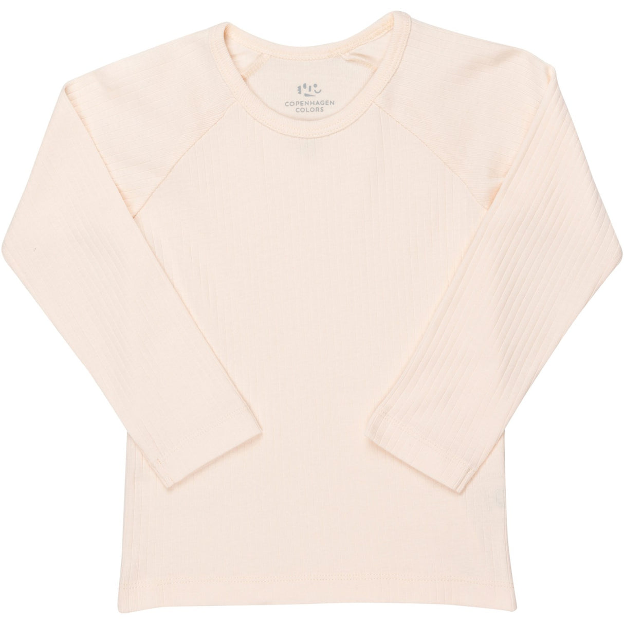 COPENHAGEN COLORS Soft Pink Rib Jersey Classic Longsleeve Blus