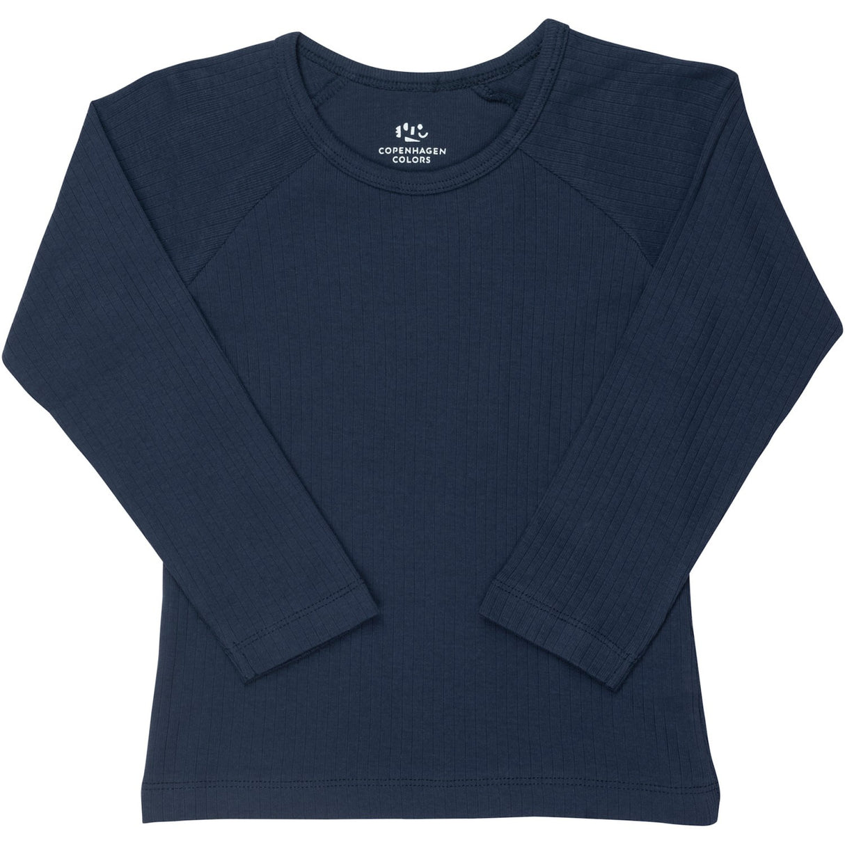 COPENHAGEN COLORS Navy Rib Jersey Classic Longsleeve Blus