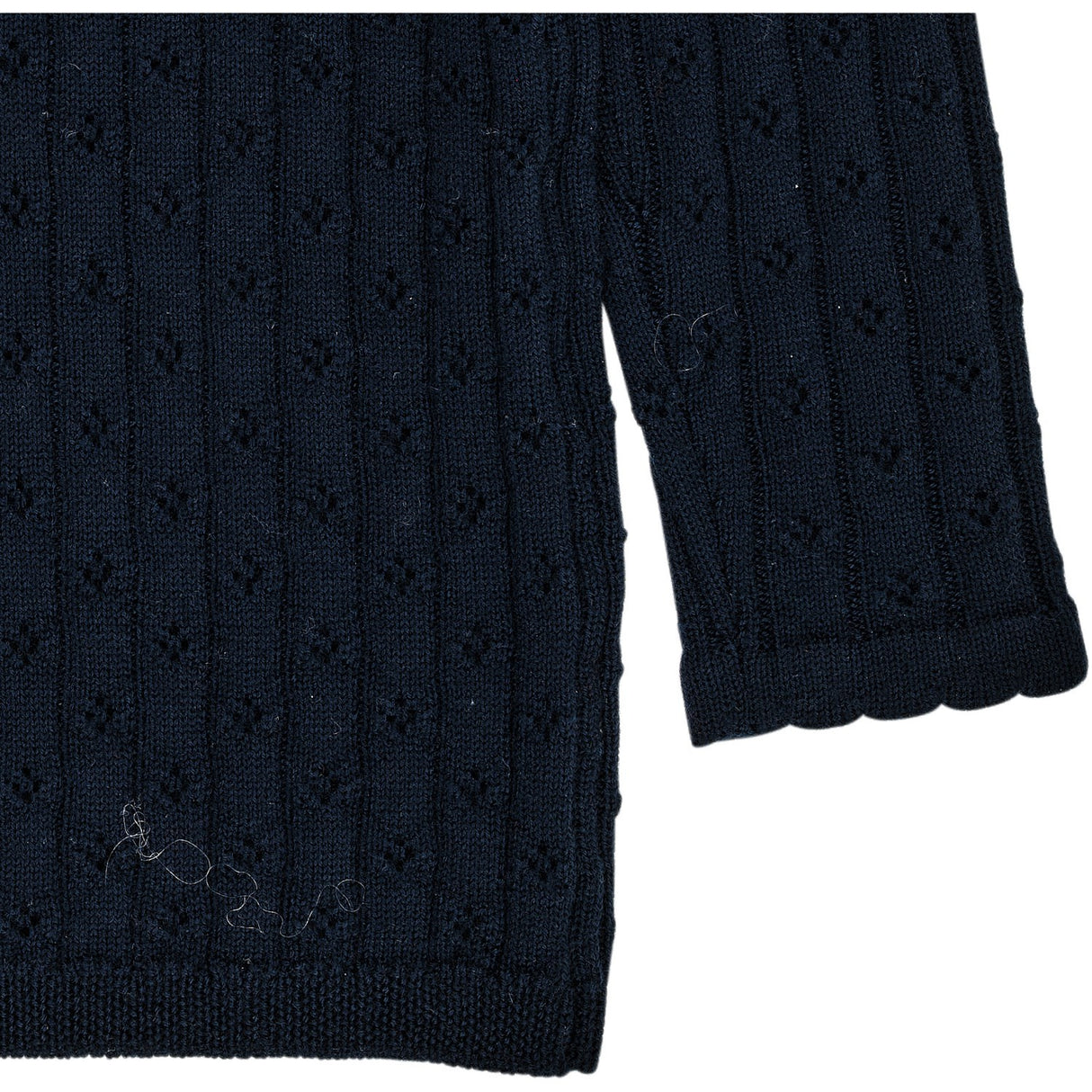 COPENHAGEN COLORS Navy Merino Classic Pointelle Blus