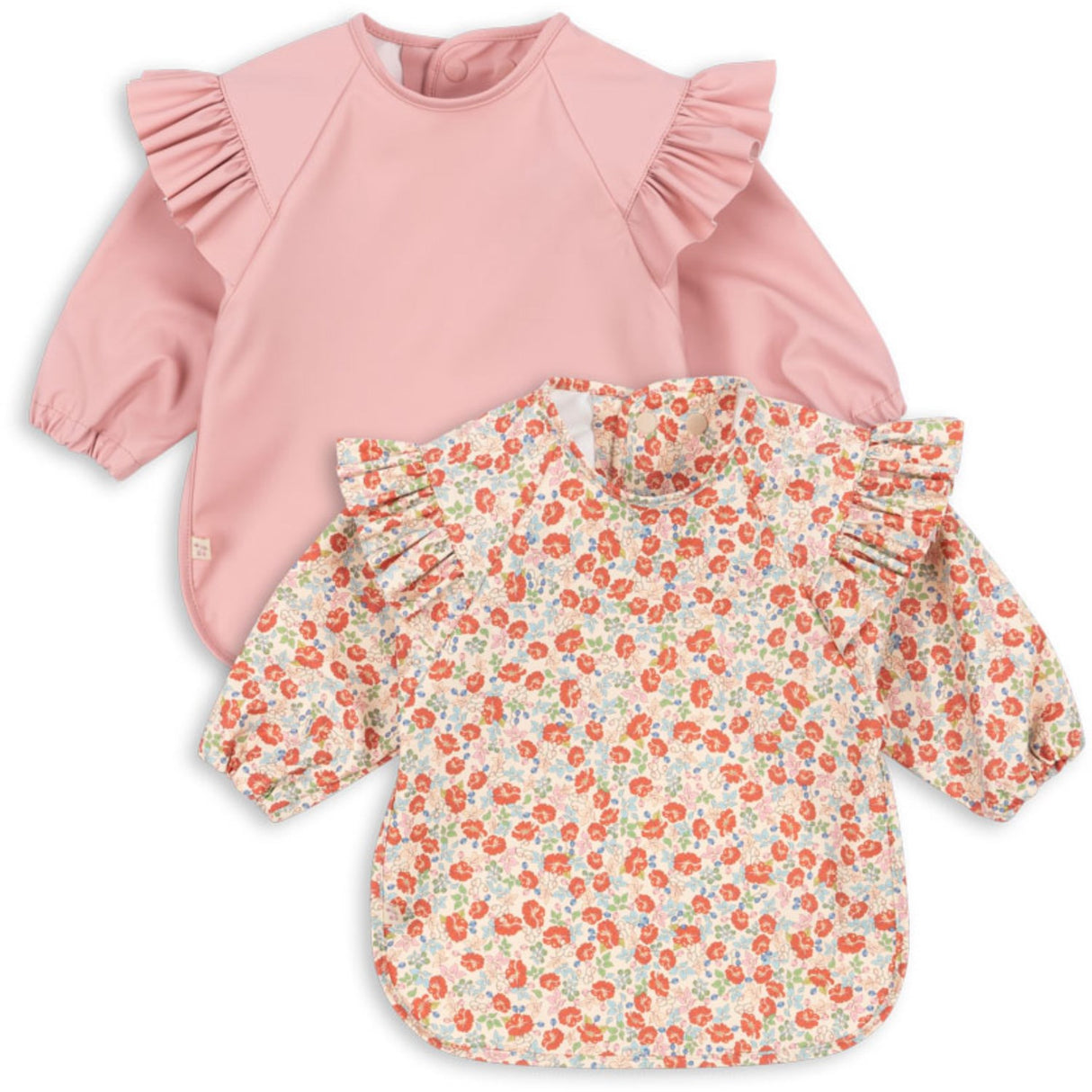 Konges Sløjd Kaluka/Bridal Rose 2 Pack Dinner Haklapp Med Ärmar och Frill