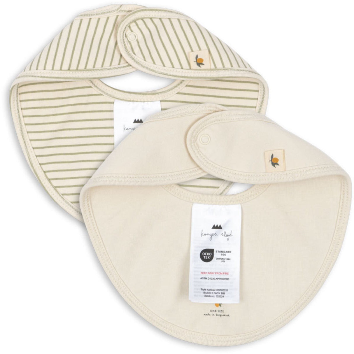 Konges Sløjd Tea Stripe Basic 2 Pack Haklapp