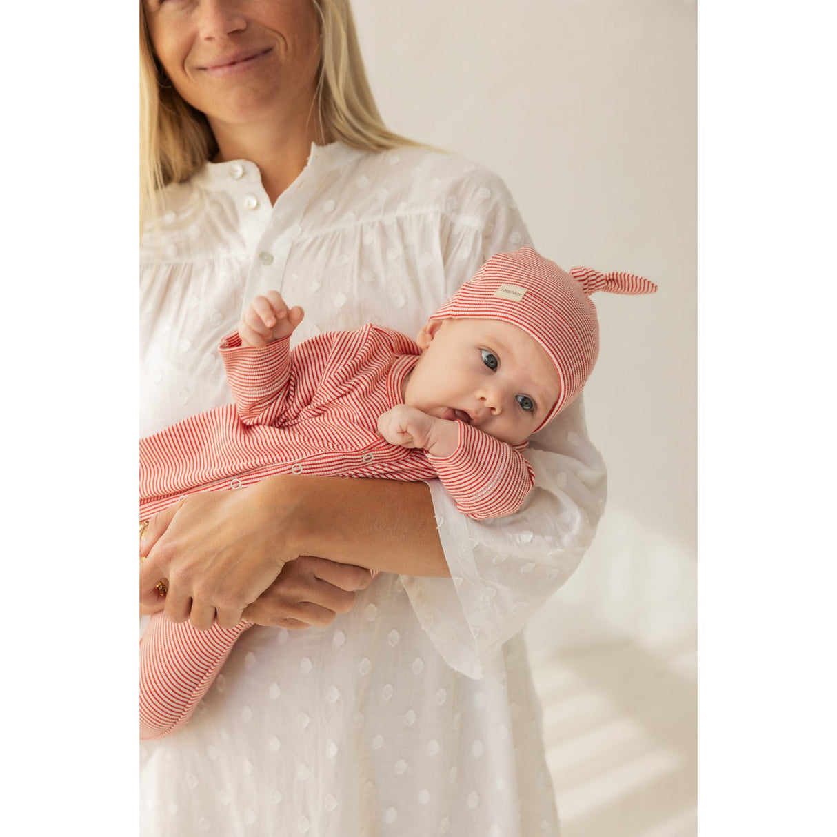 MarMar New Born Modal Fine Rib Red Stripe Aiki Mössa