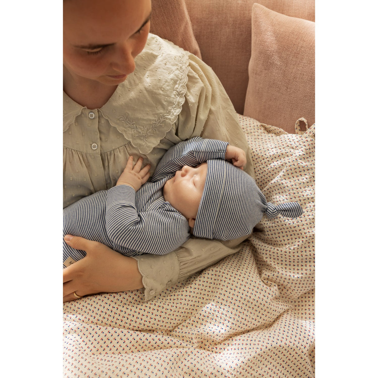 MarMar New Born Modal Fine Rib Blue Stripe Aiki Mössa