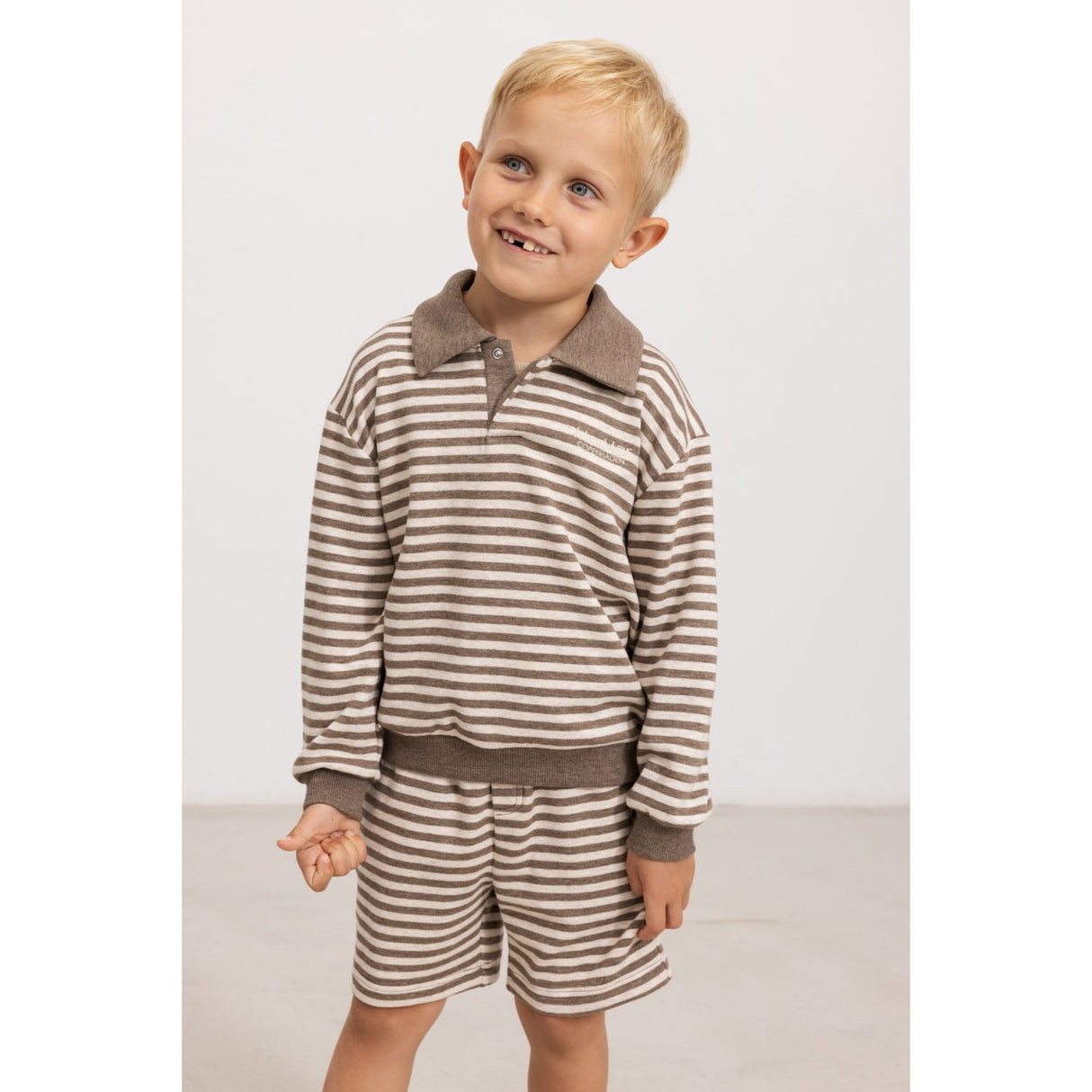 MarMar Modal Sweat Brown Stripe Melange Thanos Pikétröja