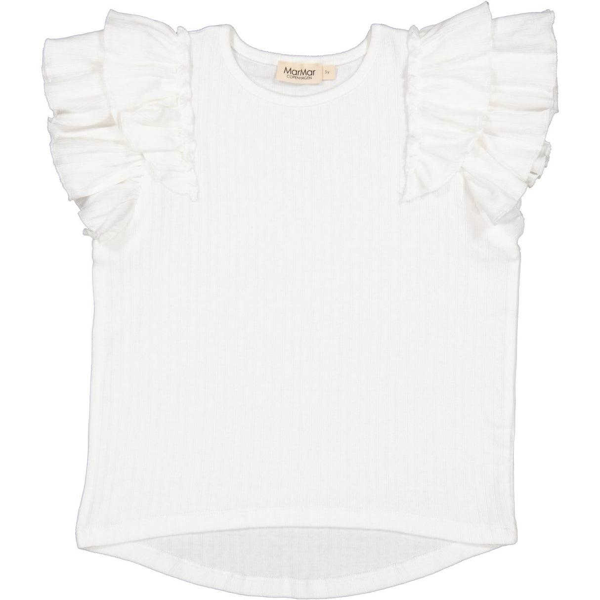 MarMar Modal Pointelle Gentle White Tavora Frill T-Skjorta