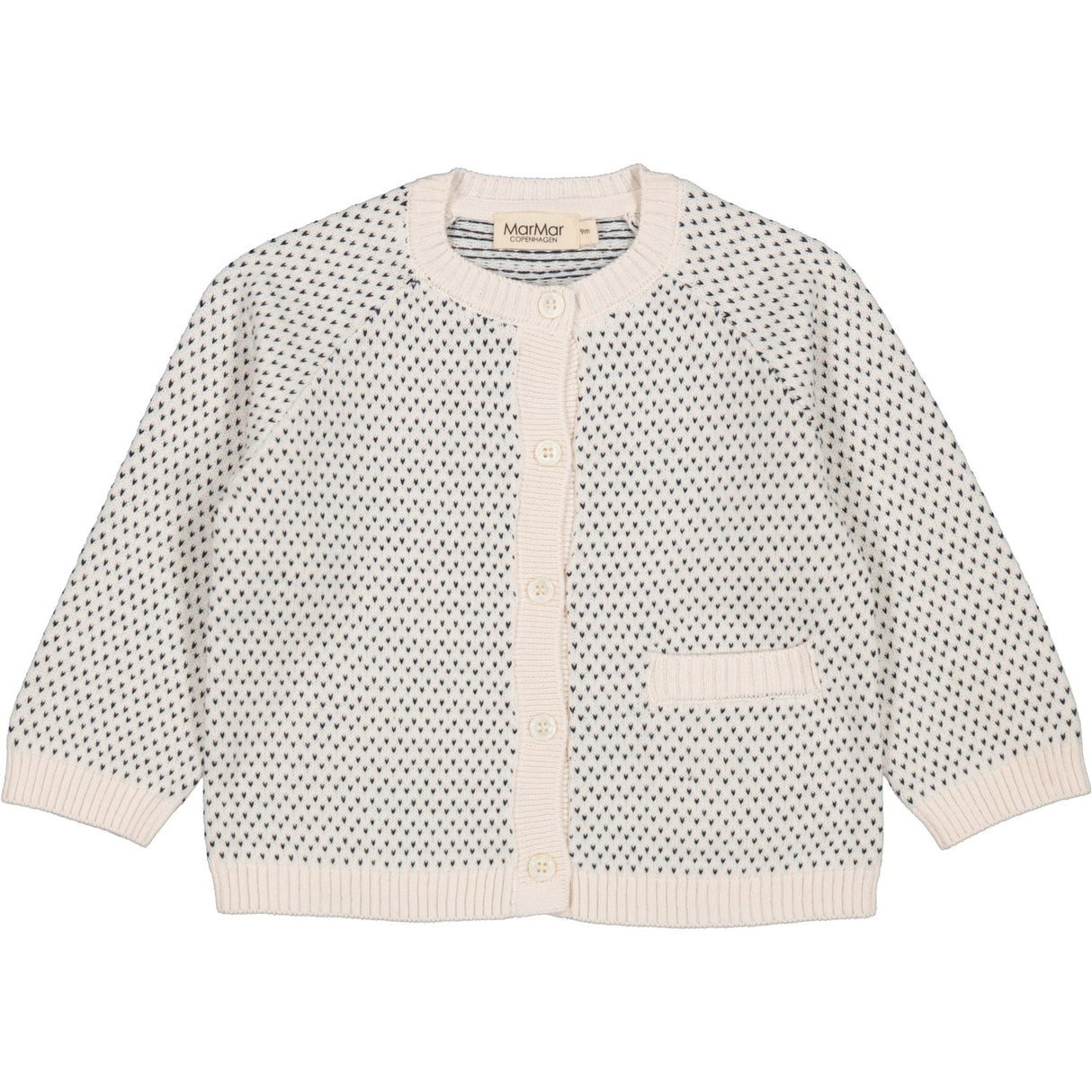 MarMar Cotton Knit Mini Pattern Light Sand Mix Taki Stickad Cardigan