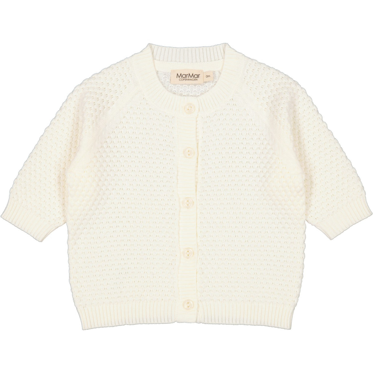 MarMar New Born Modal Mix Honeycomb Gentle White Taki Stickad Cardigan