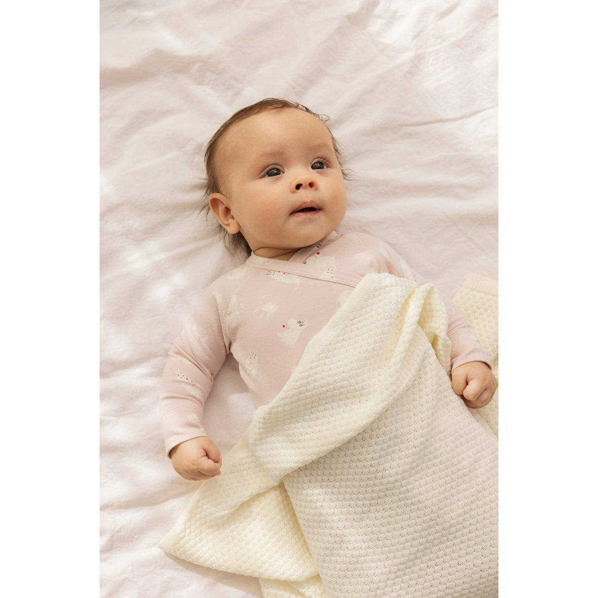 MarMar New Born Modal Mix Honeycomb Gentle White Alia Tillbehör Filt