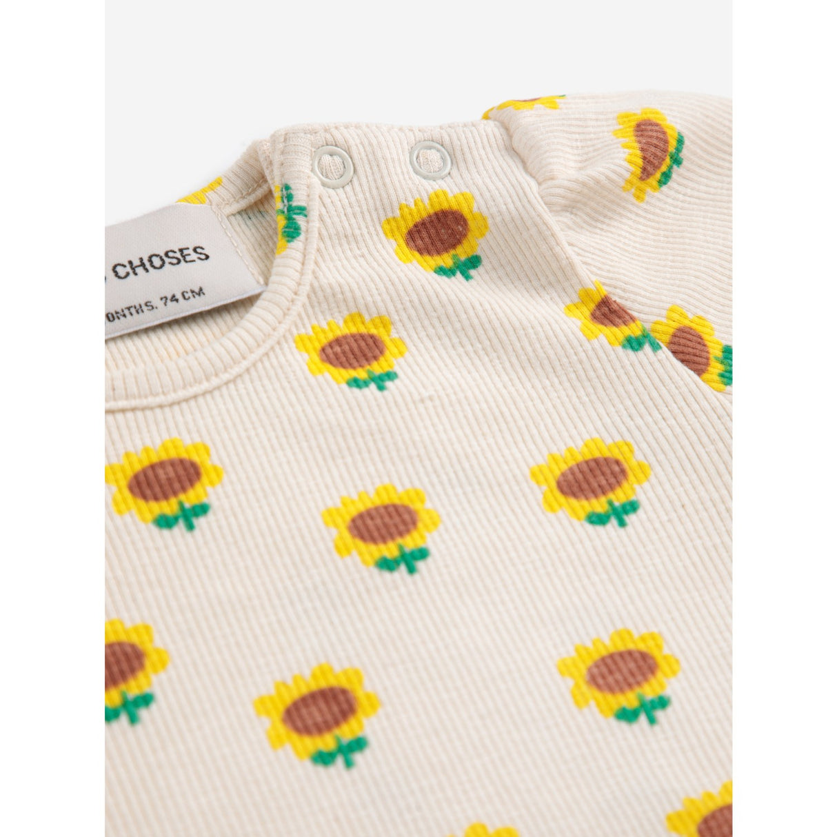 Bobo Choses Beige Sunflower All Över Balloon Sleeve T-Shirt