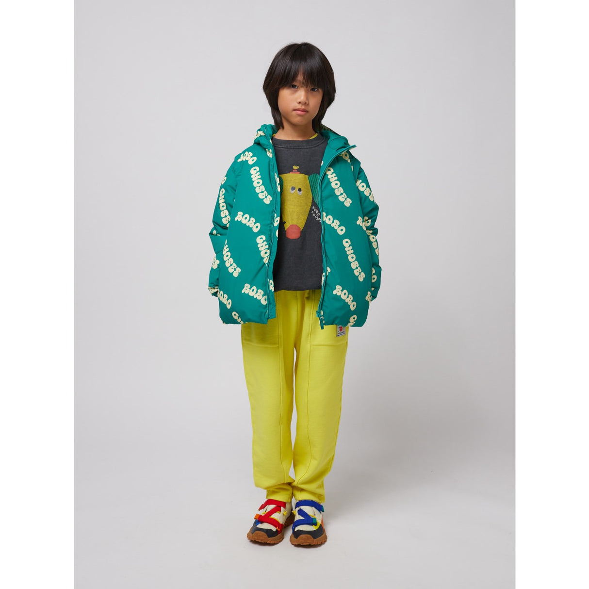 Bobo Choses Green Wavy Bobo Choses All Över Ljus Quiltad Anorak