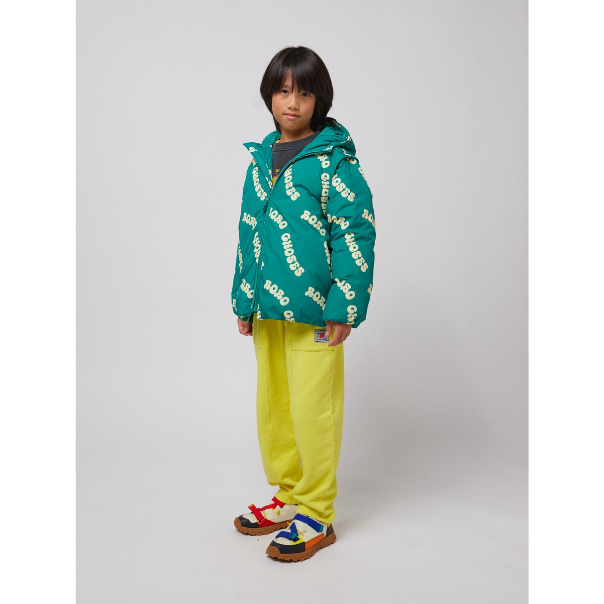 Bobo Choses Green Wavy Bobo Choses All Över Ljus Quiltad Anorak