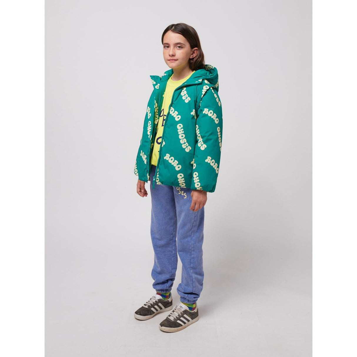 Bobo Choses Green Wavy Bobo Choses All Över Ljus Quiltad Anorak