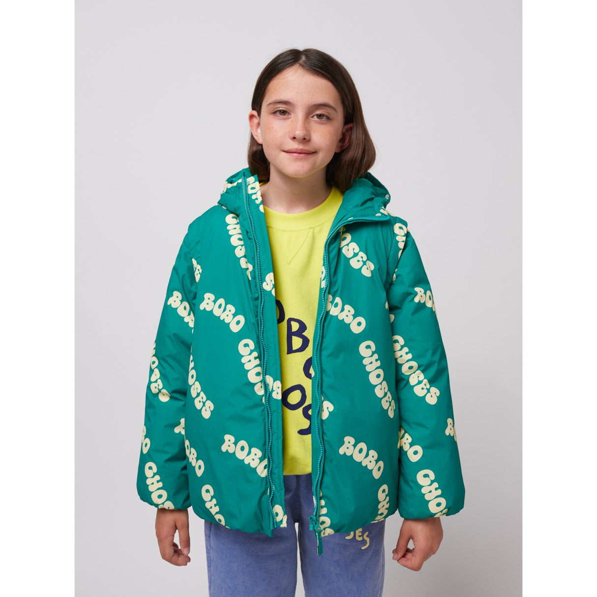 Bobo Choses Green Wavy Bobo Choses All Över Ljus Quiltad Anorak