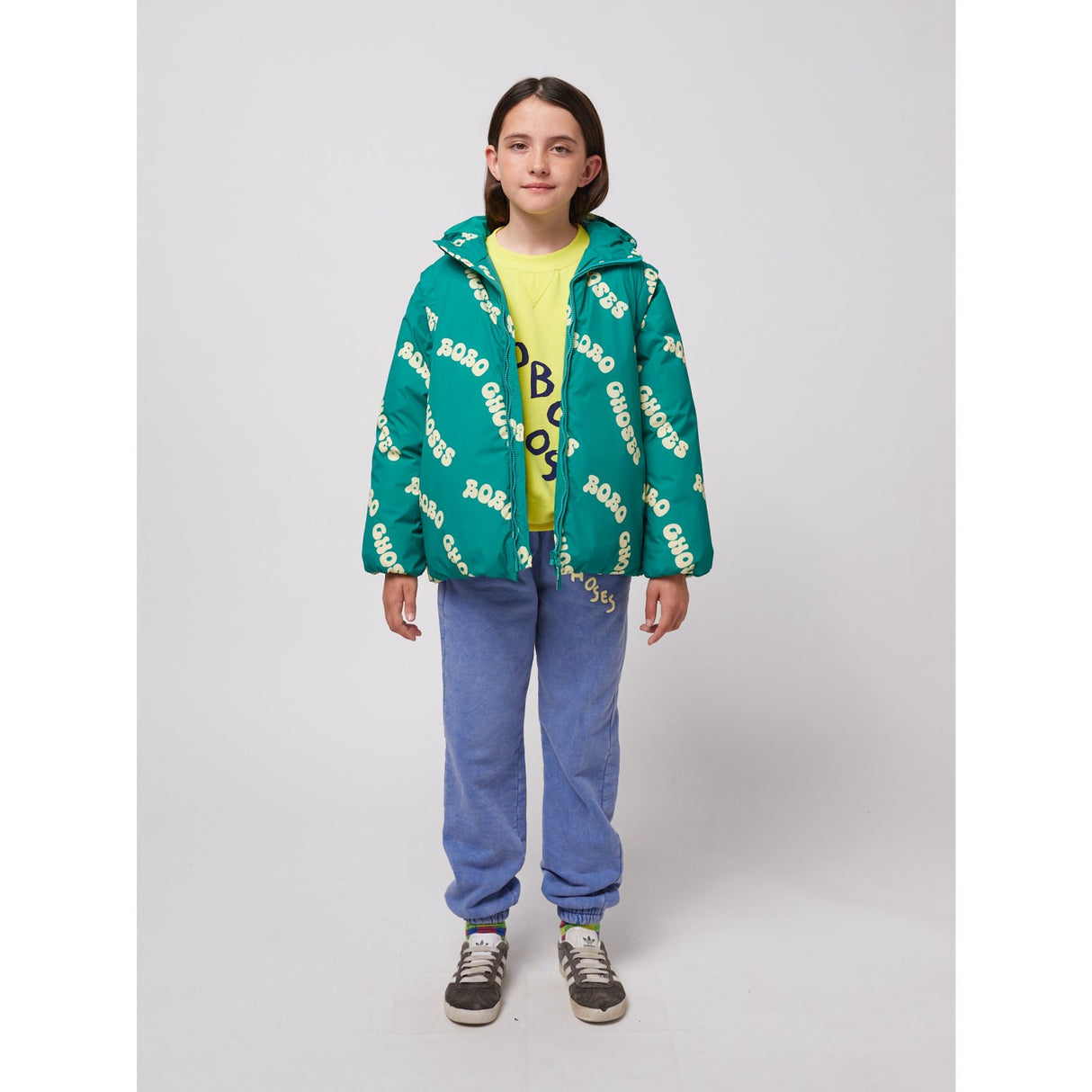 Bobo Choses Green Wavy Bobo Choses All Över Ljus Quiltad Anorak