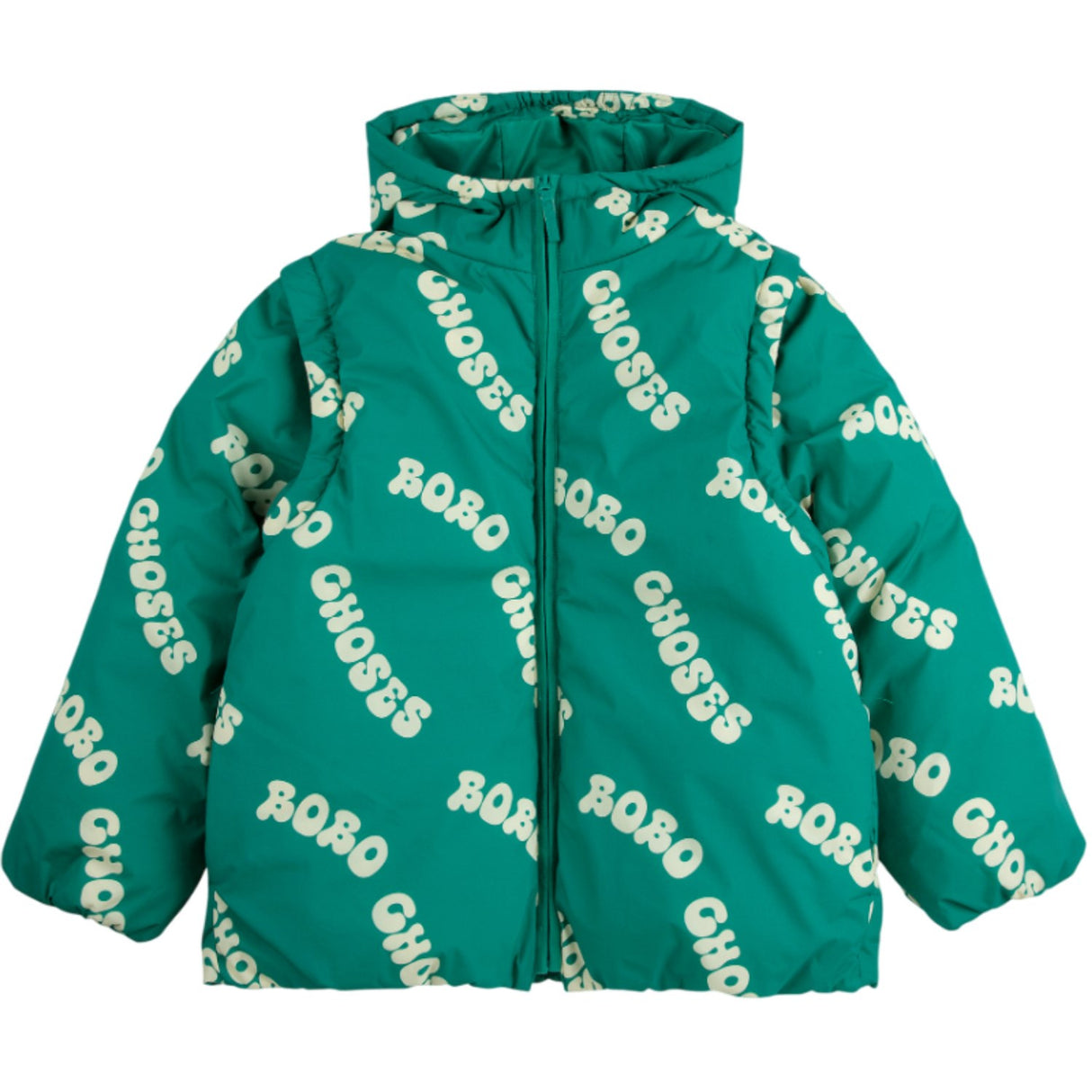 Bobo Choses Green Wavy Bobo Choses All Över Ljus Quiltad Anorak