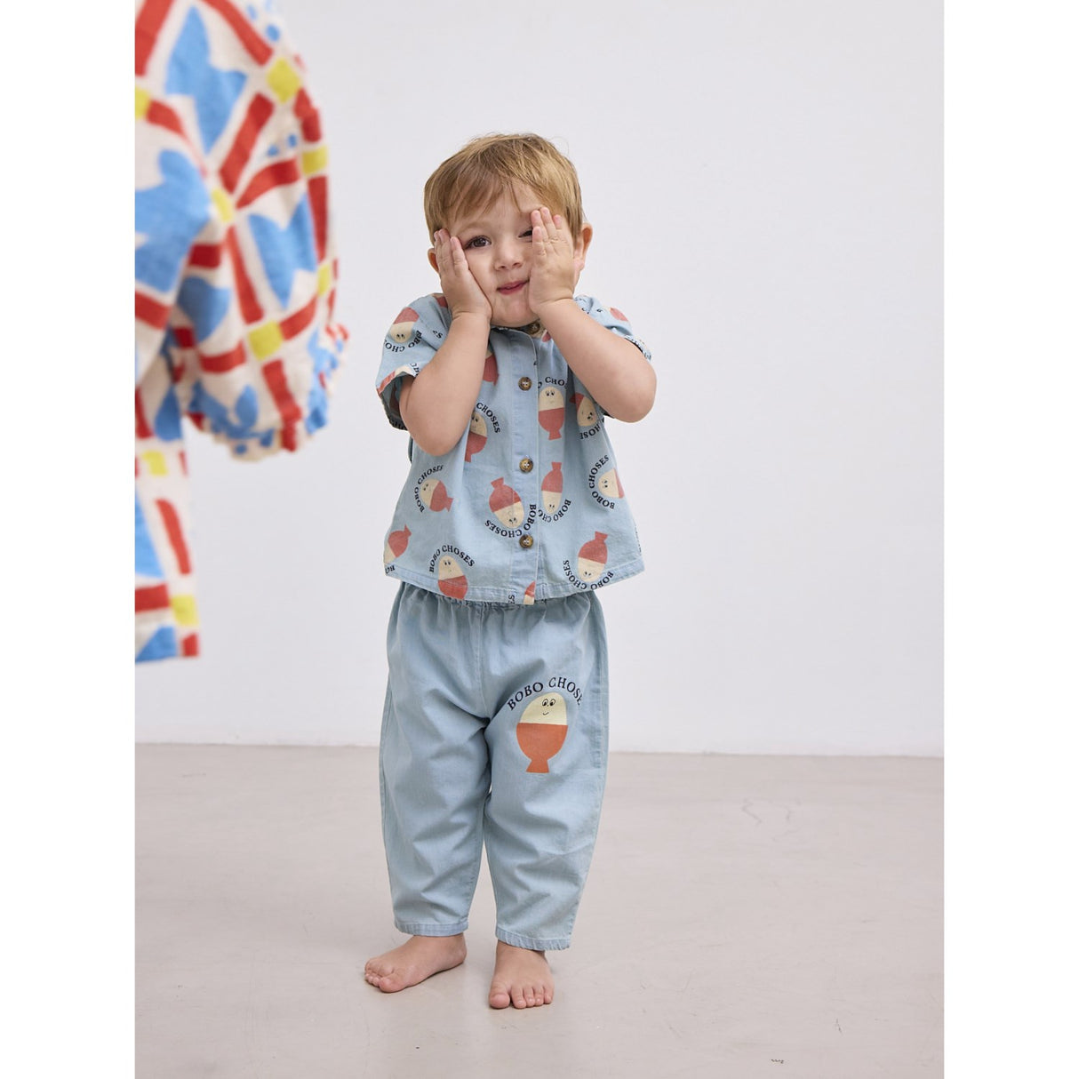 Bobo Choses Ljus Blue Morning Egg All Över Denim Skjorta