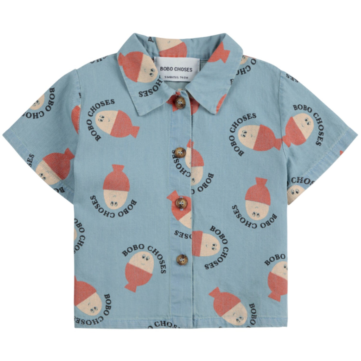 Bobo Choses Ljus Blue Morning Egg All Över Denim Skjorta
